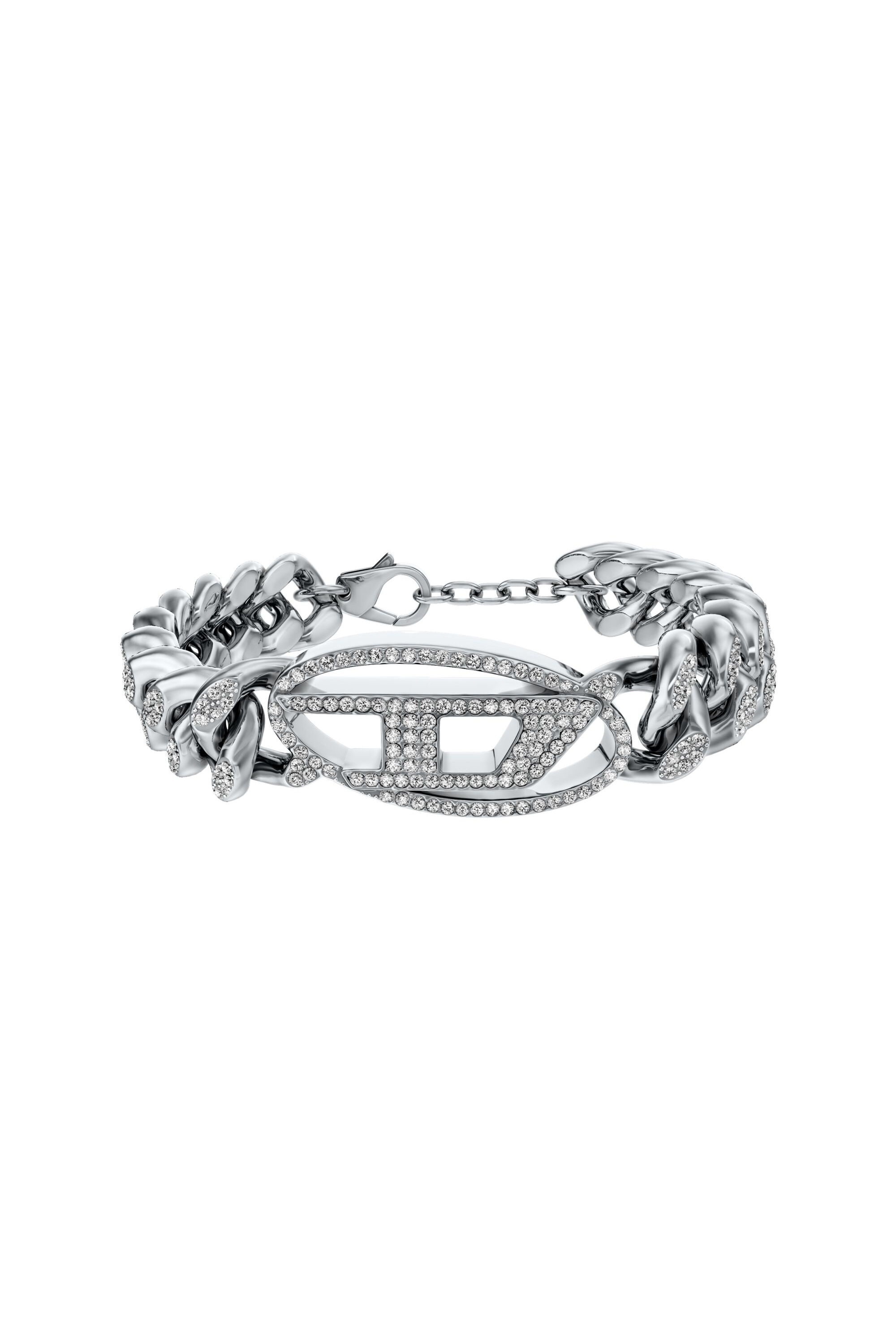 Diesel - DX1707040 JEWELLERY, Bracelet cha&icirc;ne en acier inoxydable oval D avec glitz Mixte in Gris argent&eacute; - 1