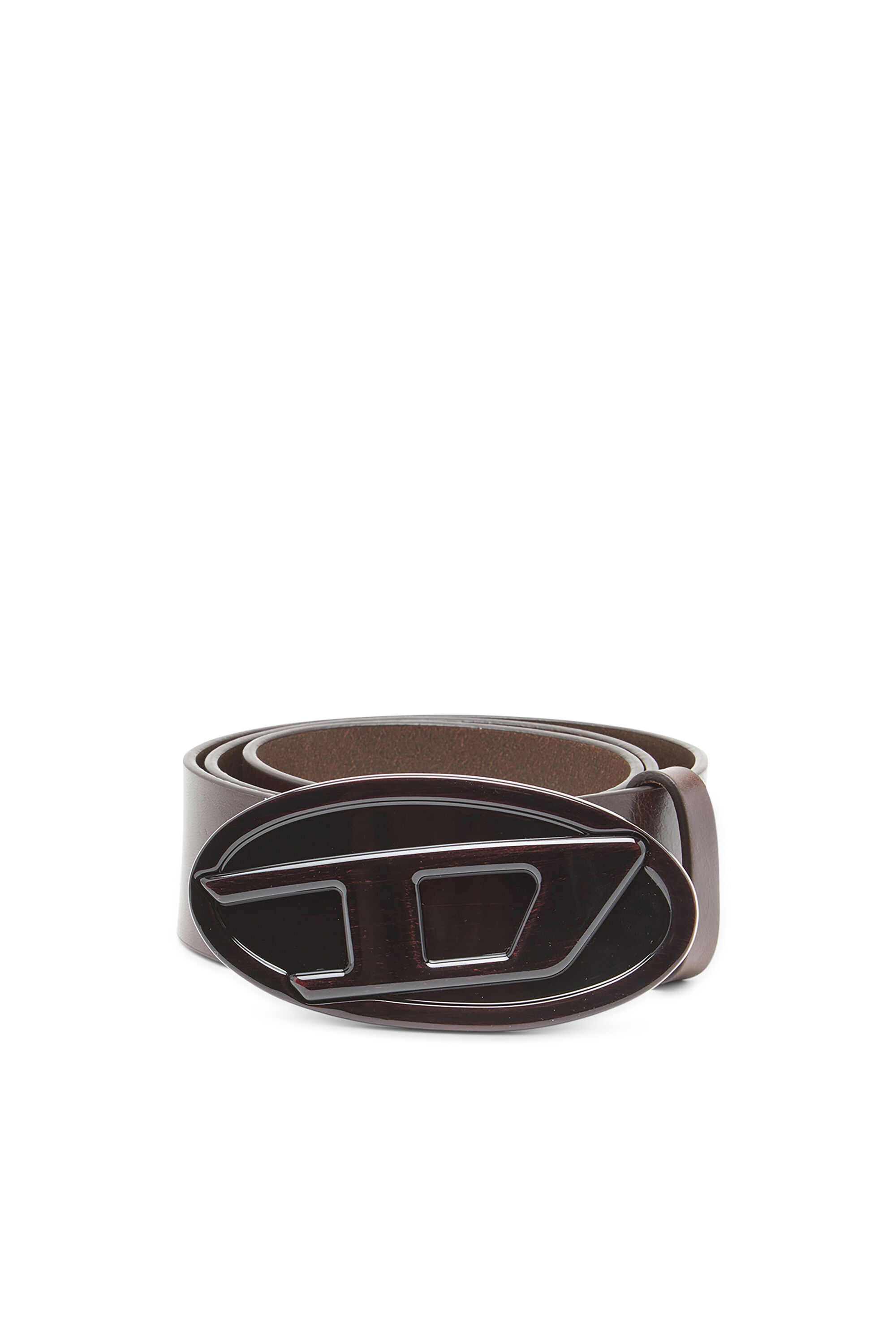 Diesel - B-1DR 2.0, Ceinture en cuir de 4 cm avec boucle Oval D scintillante Femme in Marron - 1