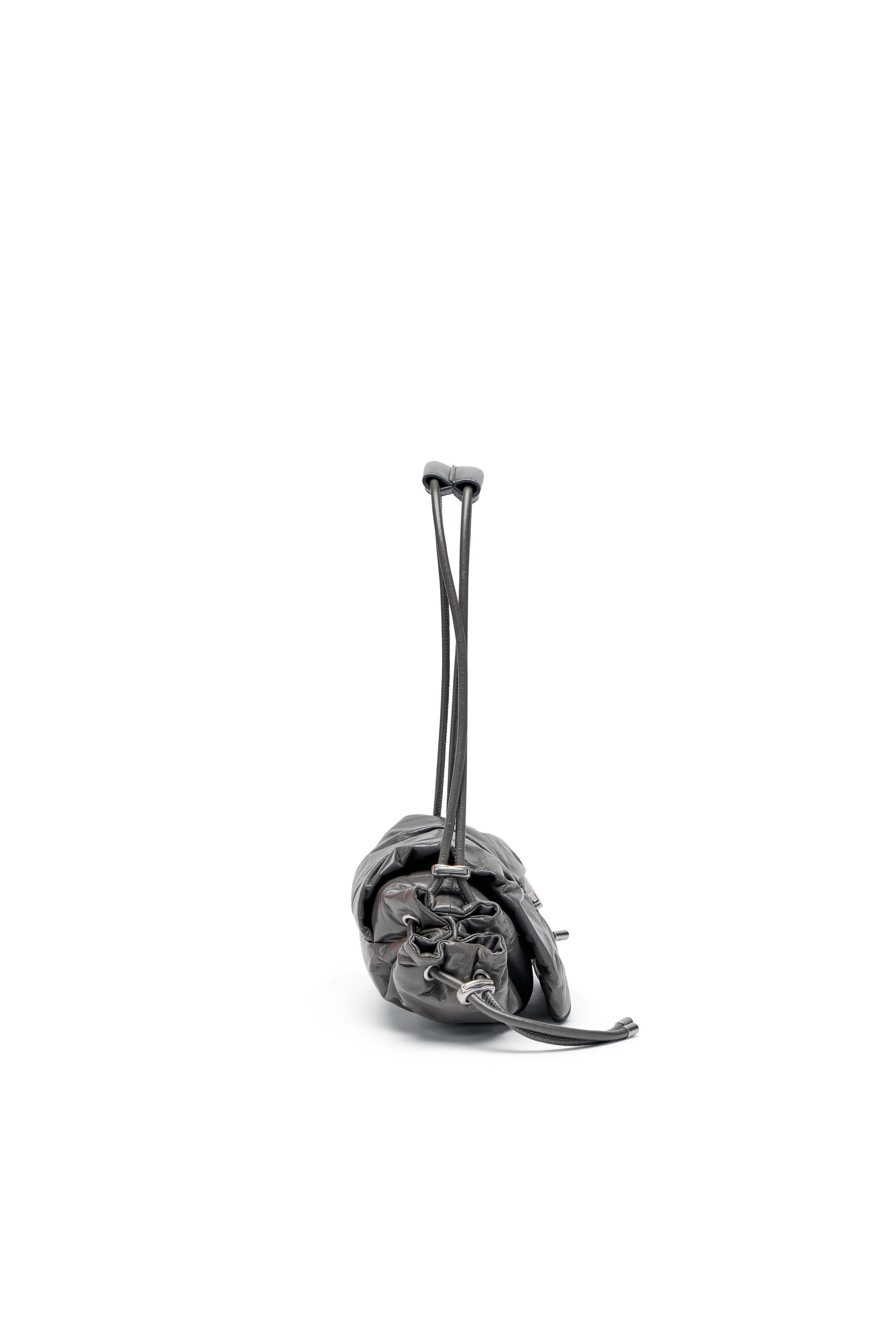 Diesel - SCRUNCH-D SHOULDER S, Scrunch-D S-Sac à bandoulière en cuir froissé Femme in Gris - 4