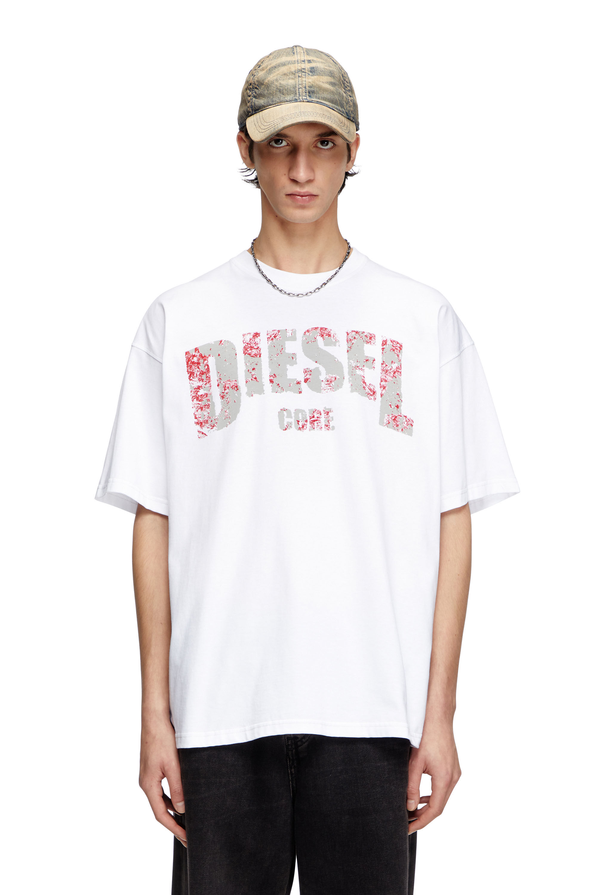 Diesel - T-ADJUST-R25, T-shirt avec imprimé Diesel Core Homme in Blanc - 3