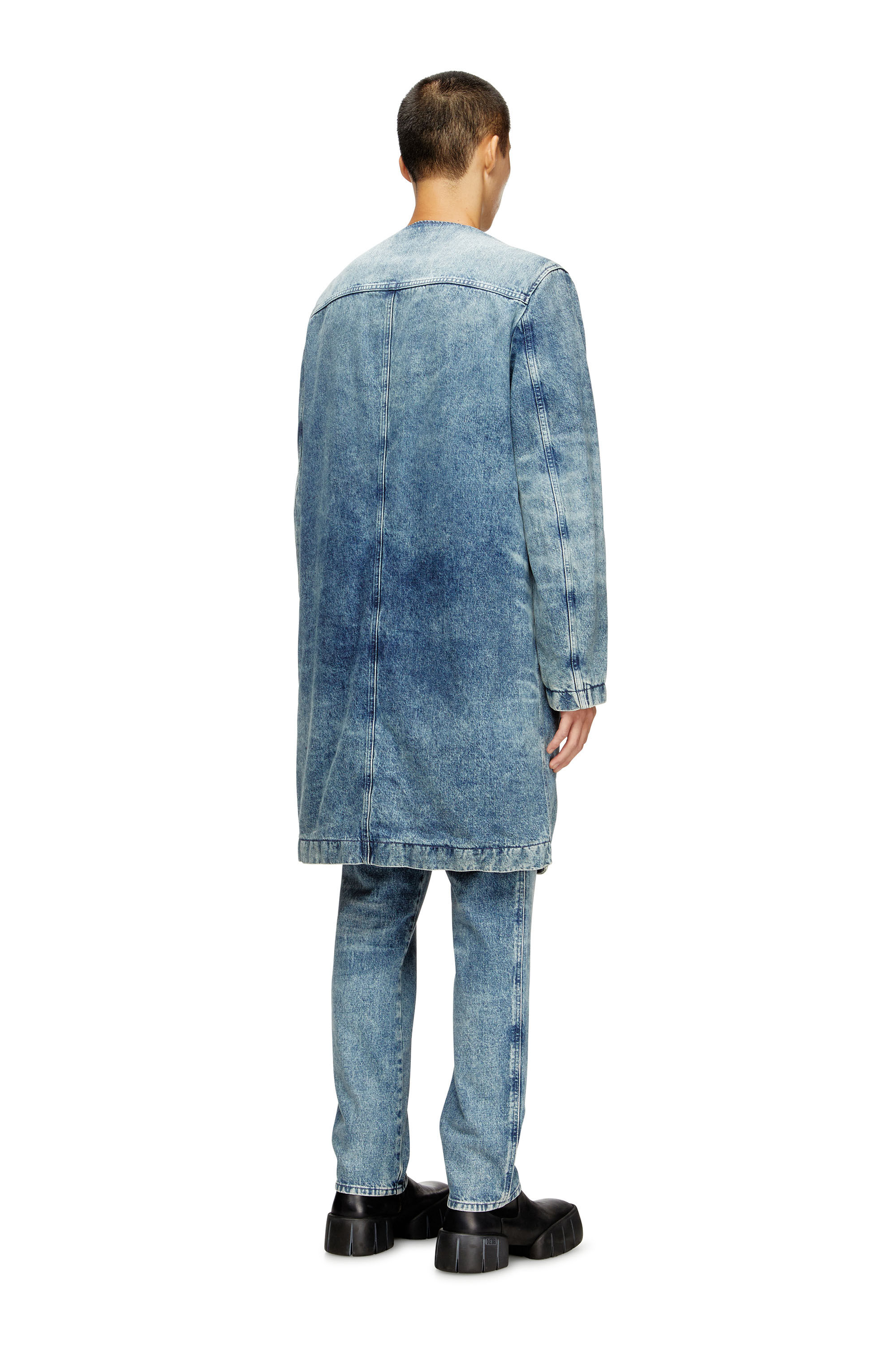 Diesel - D-ABERD-FSH1, Manteau en denim de coton et chanvre gravé au laser Homme in Bleu - 4