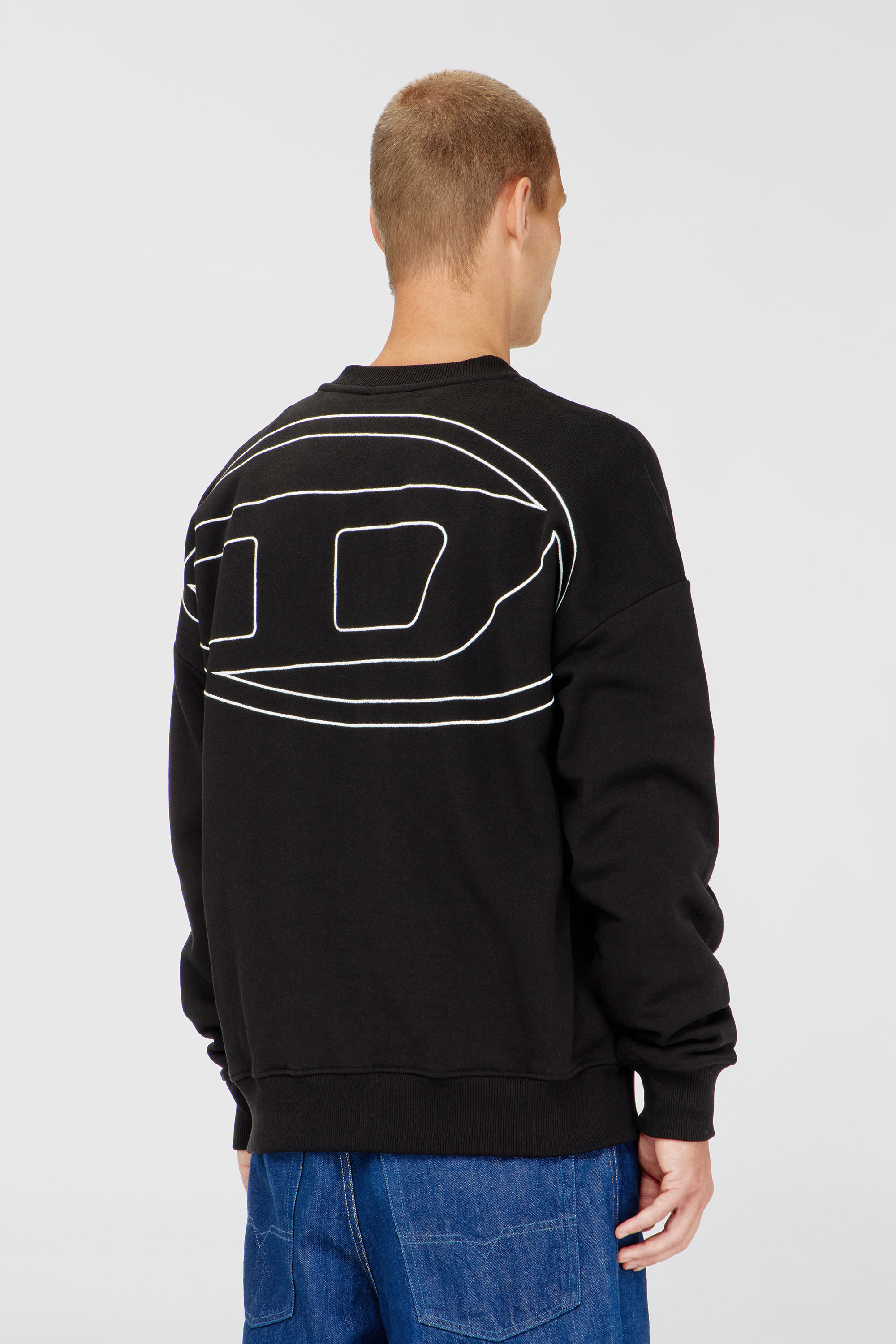 Diesel - S-ROB-MEGOVAL-D, Sweat-shirt avec logo brod&eacute; Homme in Noir - 4