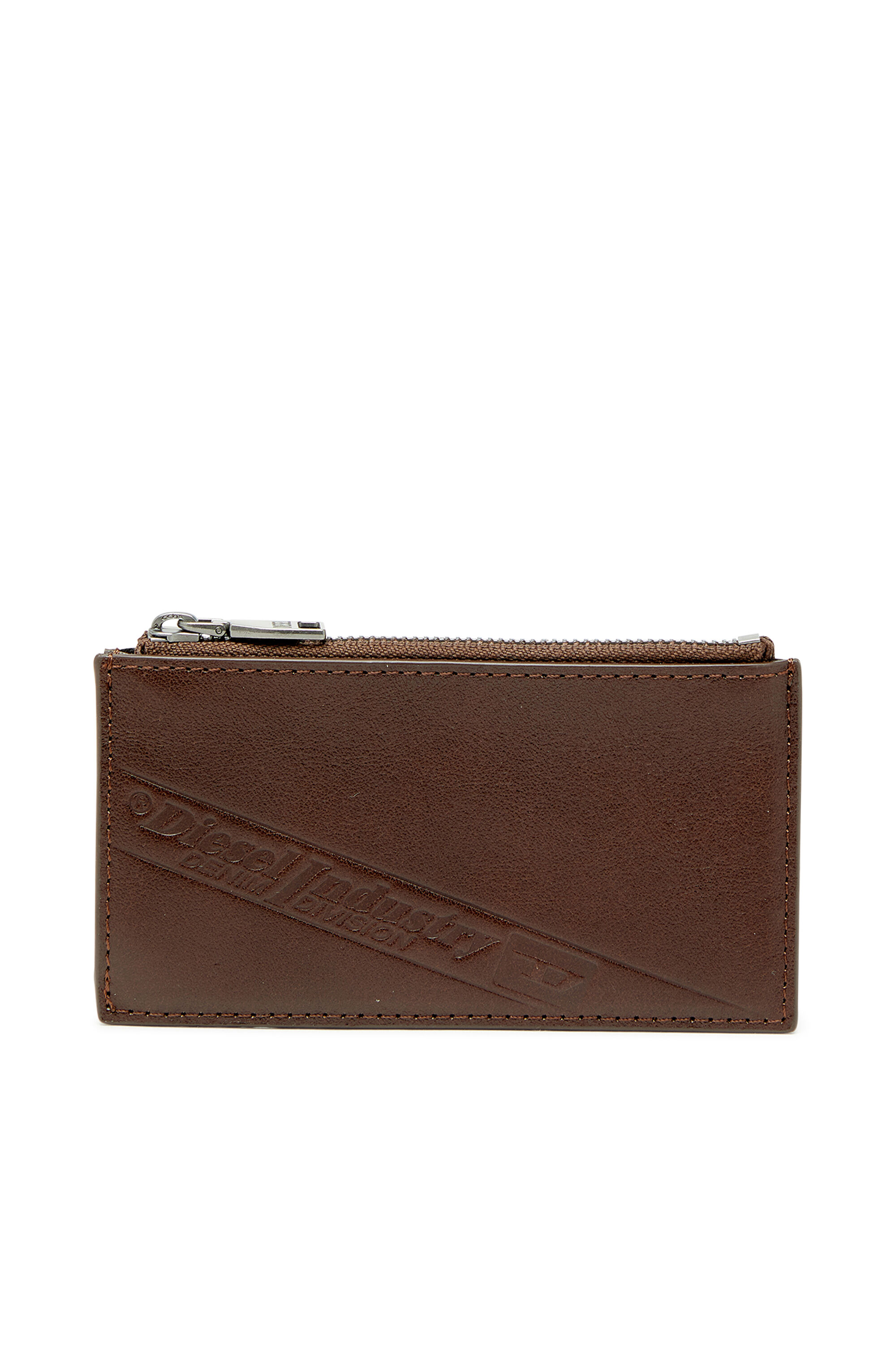 Diesel - FLAG-D CARD HOLDER III, Porte-cartes en cuir avec fermeture &eacute;clair Homme in Marron - 1