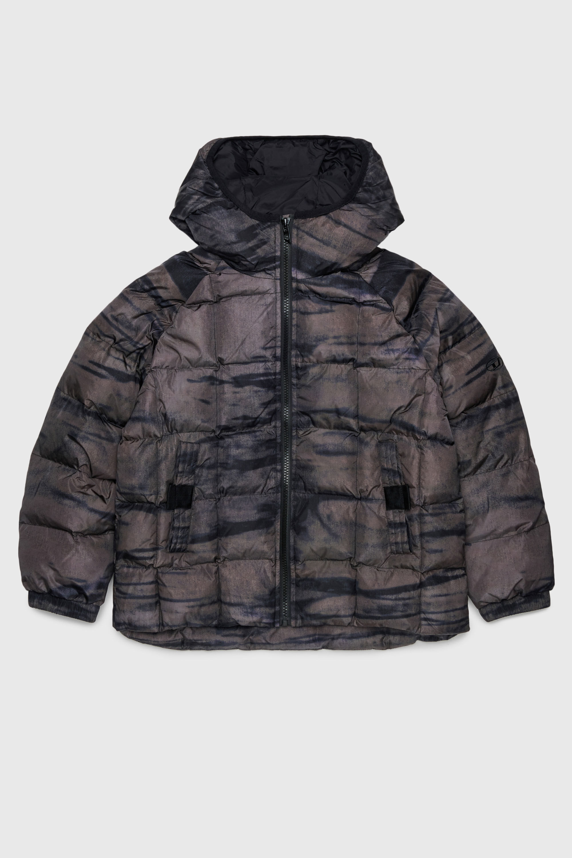 Diesel - JDEN, Doudoune avec imprim&eacute; graphique effet stri&eacute; Homme in Vert - 1