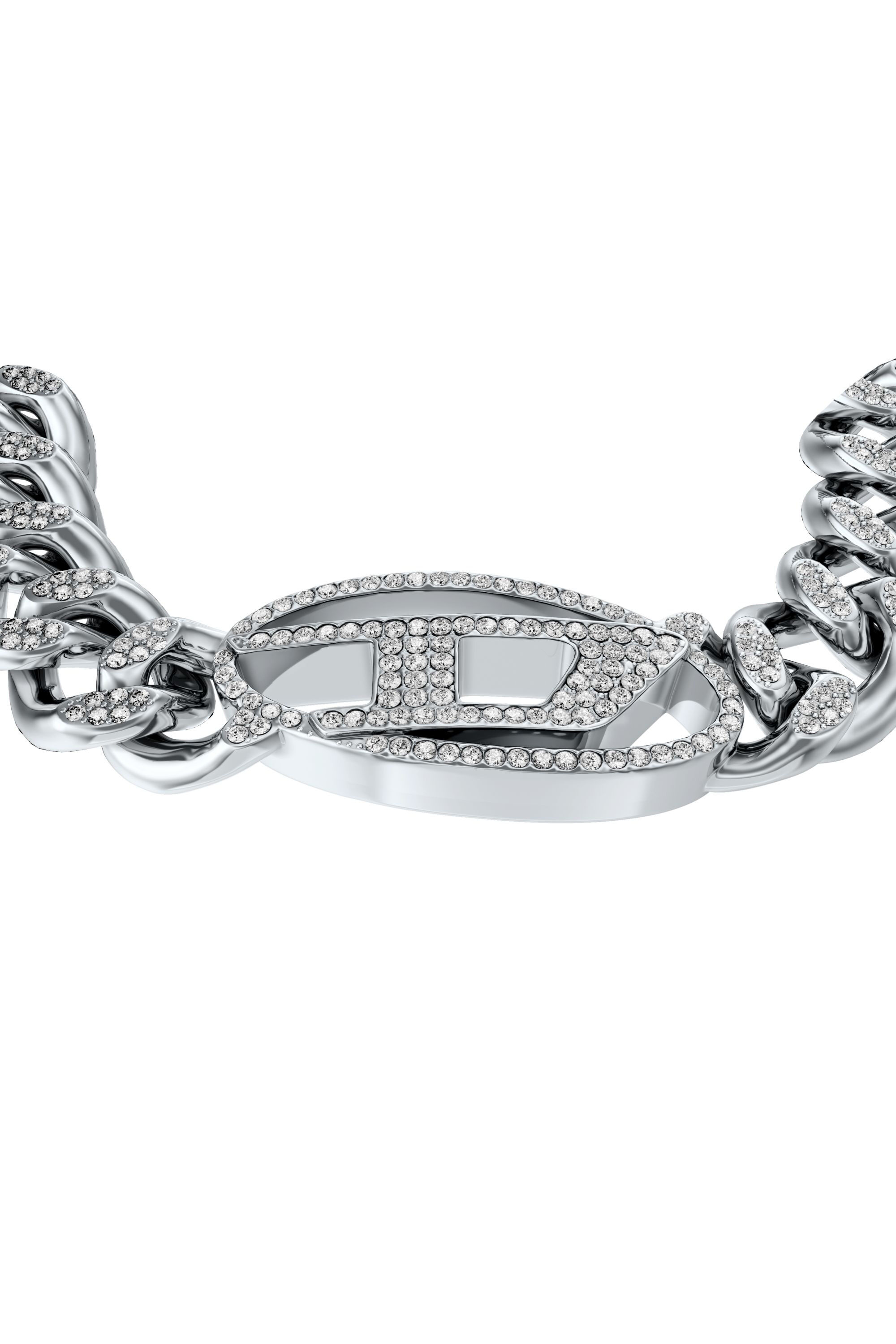 Diesel - DX1707040 JEWELLERY, Bracelet cha&icirc;ne en acier inoxydable oval D avec glitz Mixte in Gris argent&eacute; - 2