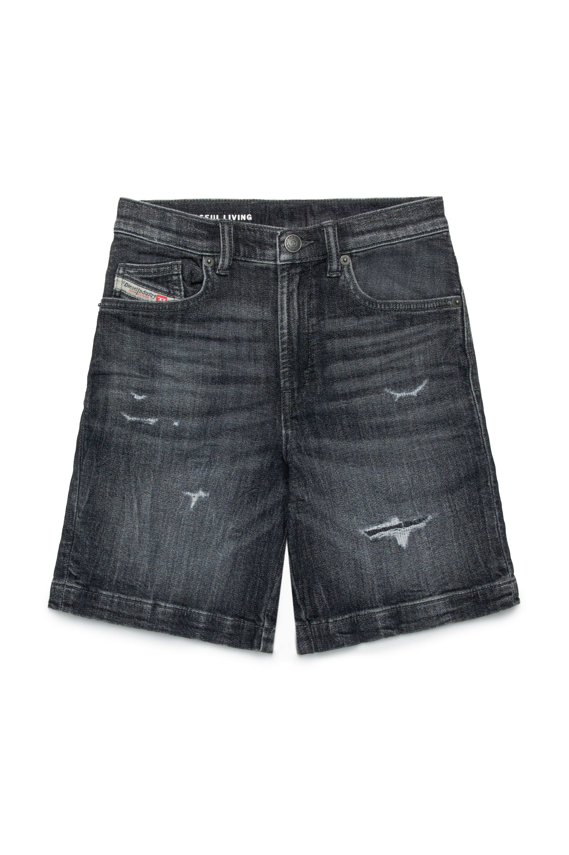 Diesel - D-MACS-SH-J JJJ, Bermuda en tissu JoggJeans avec déchirures Homme in Noir - 1