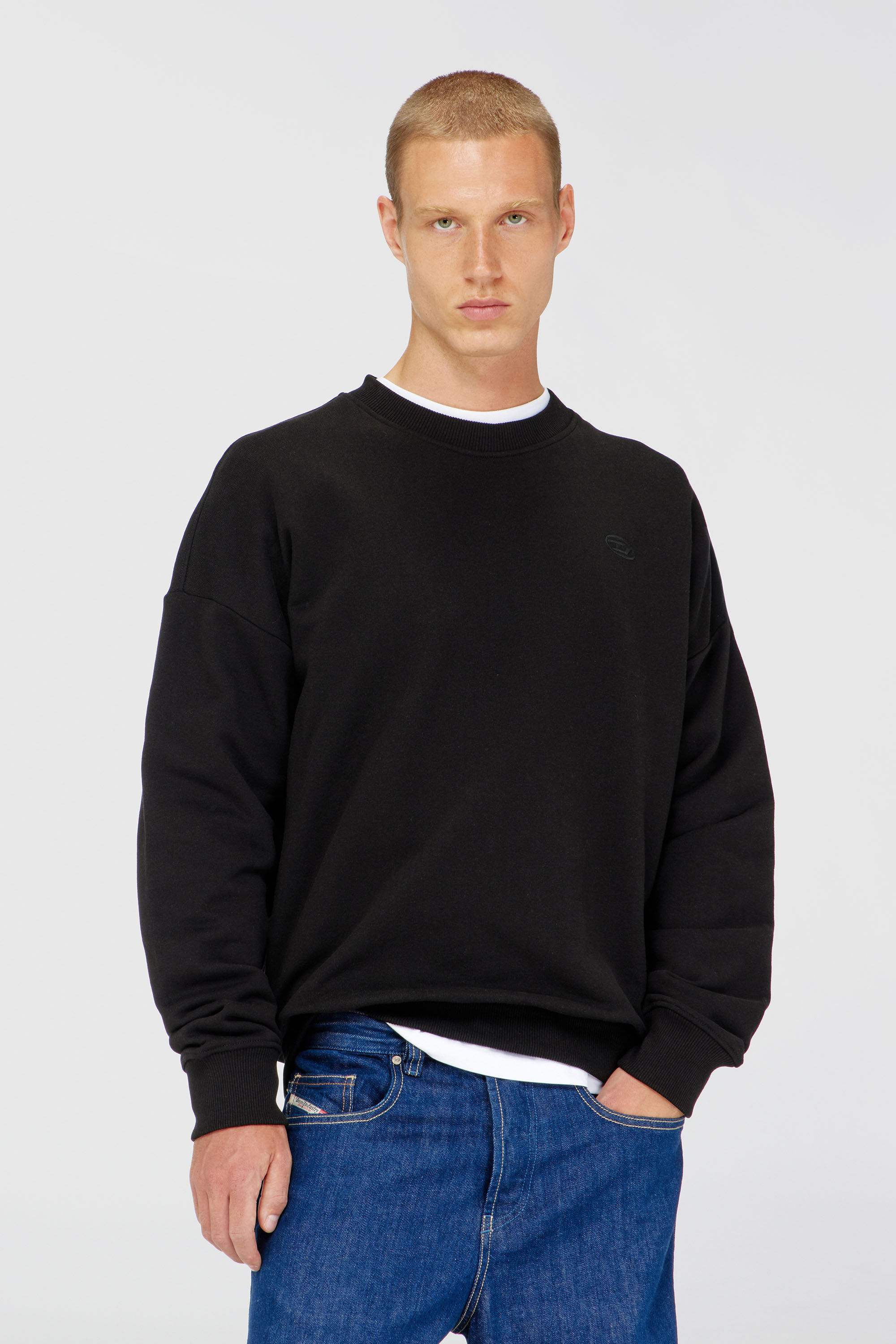 Diesel - S-ROB-MEGOVAL-D, Sweat-shirt avec logo brod&eacute; Homme in Noir - 3