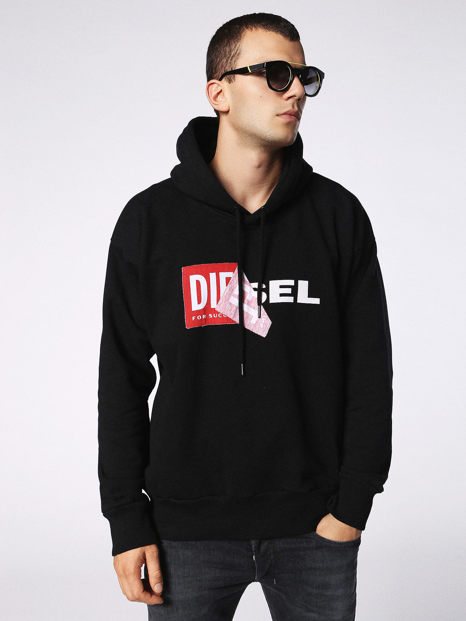 Diesel - DL0251, Lunettes rondes avec « clip-back » brillant Mixte in Noir - 6