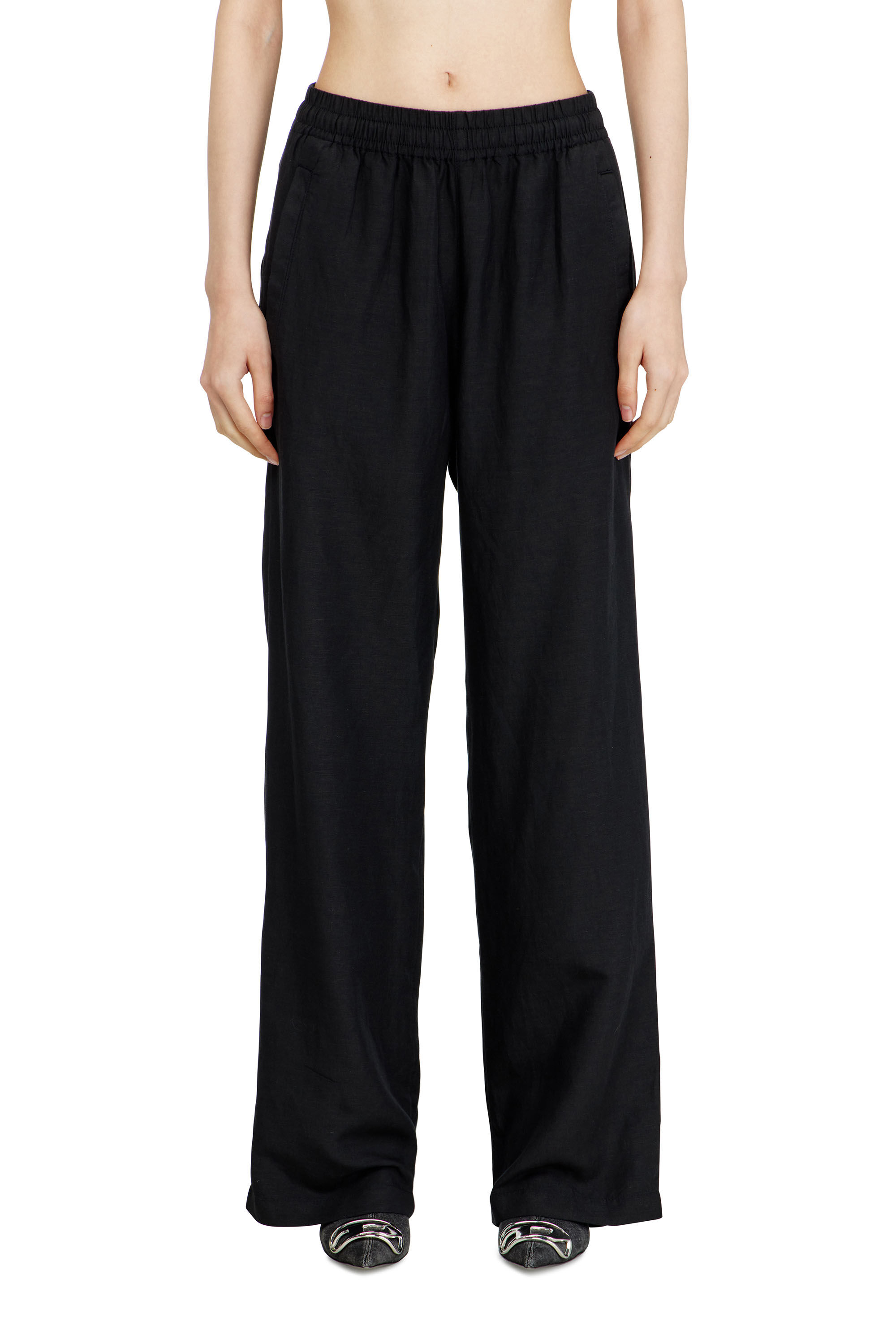 Diesel - P-THECK-PGBS, Pantalon en m&eacute;lange de lin Mixte in Noir - 5