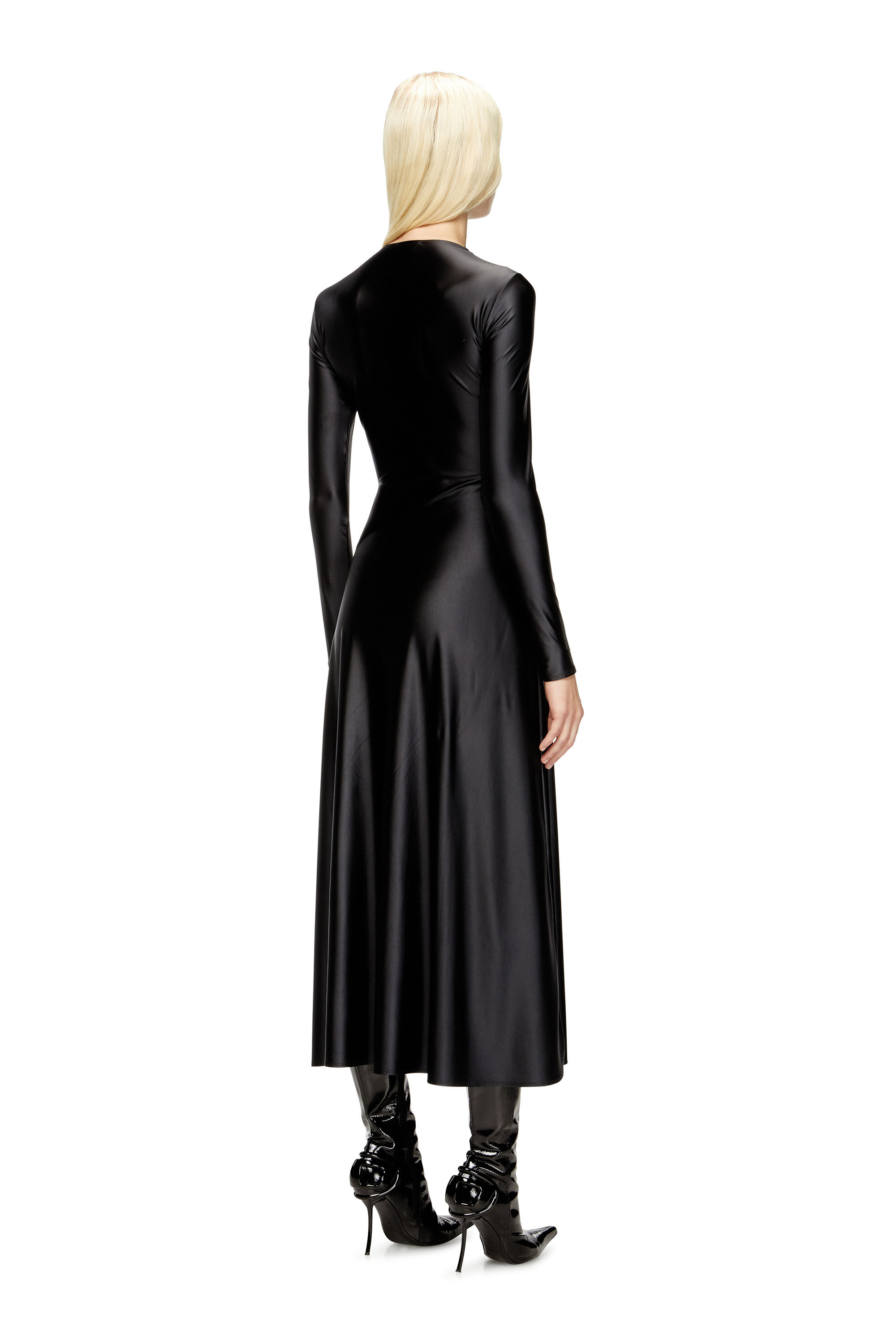 Diesel - D-IAMO, Robe en nylon drapé Femme in Noir - 4