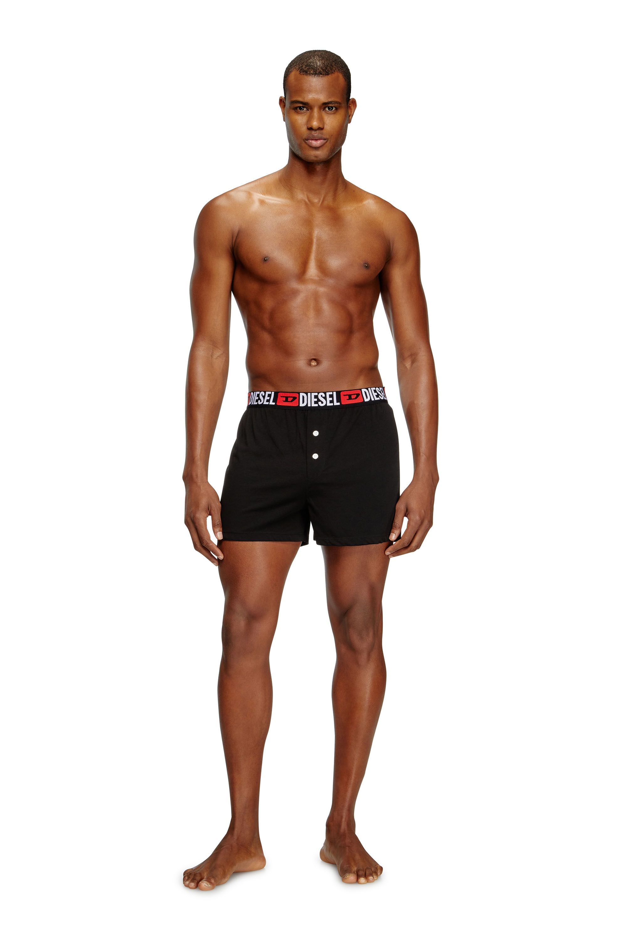 Diesel - STARKIE-D-CORE, Boxer avec taille à logo en all-over Homme in Noir - 1