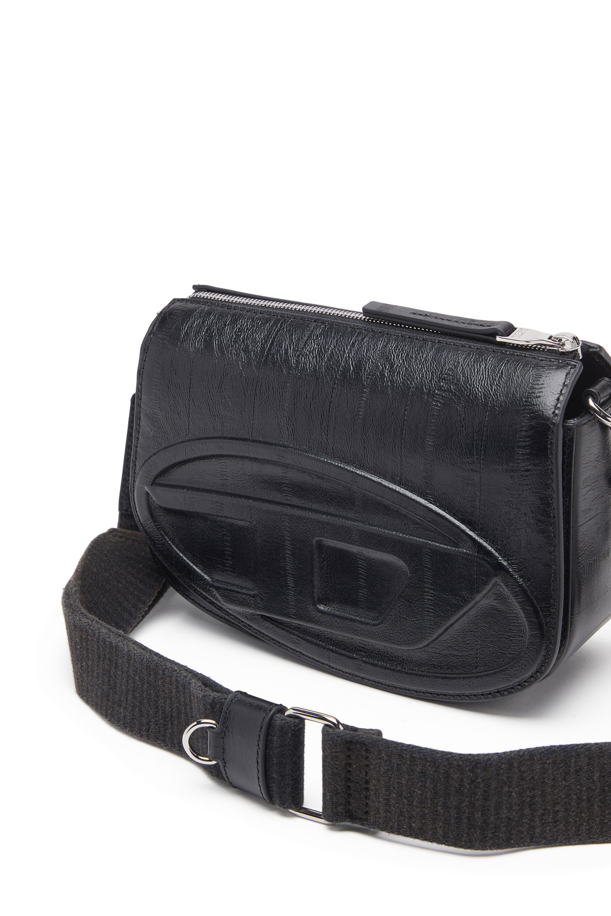 Diesel - 1DR CAMERA BAG, 1DR-Sac caméra en cuir effet anguille Mixte in Noir - 5