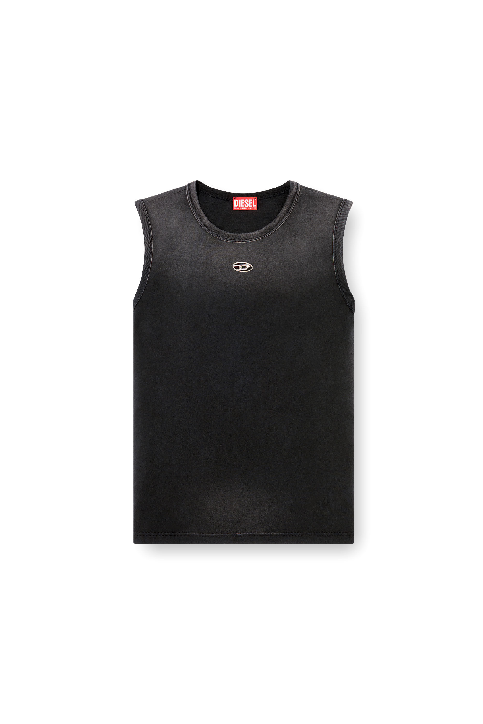 Diesel - T-BRICO-NEW, Débardeur délavé avec cut-out Oval D Homme in Noir - 2