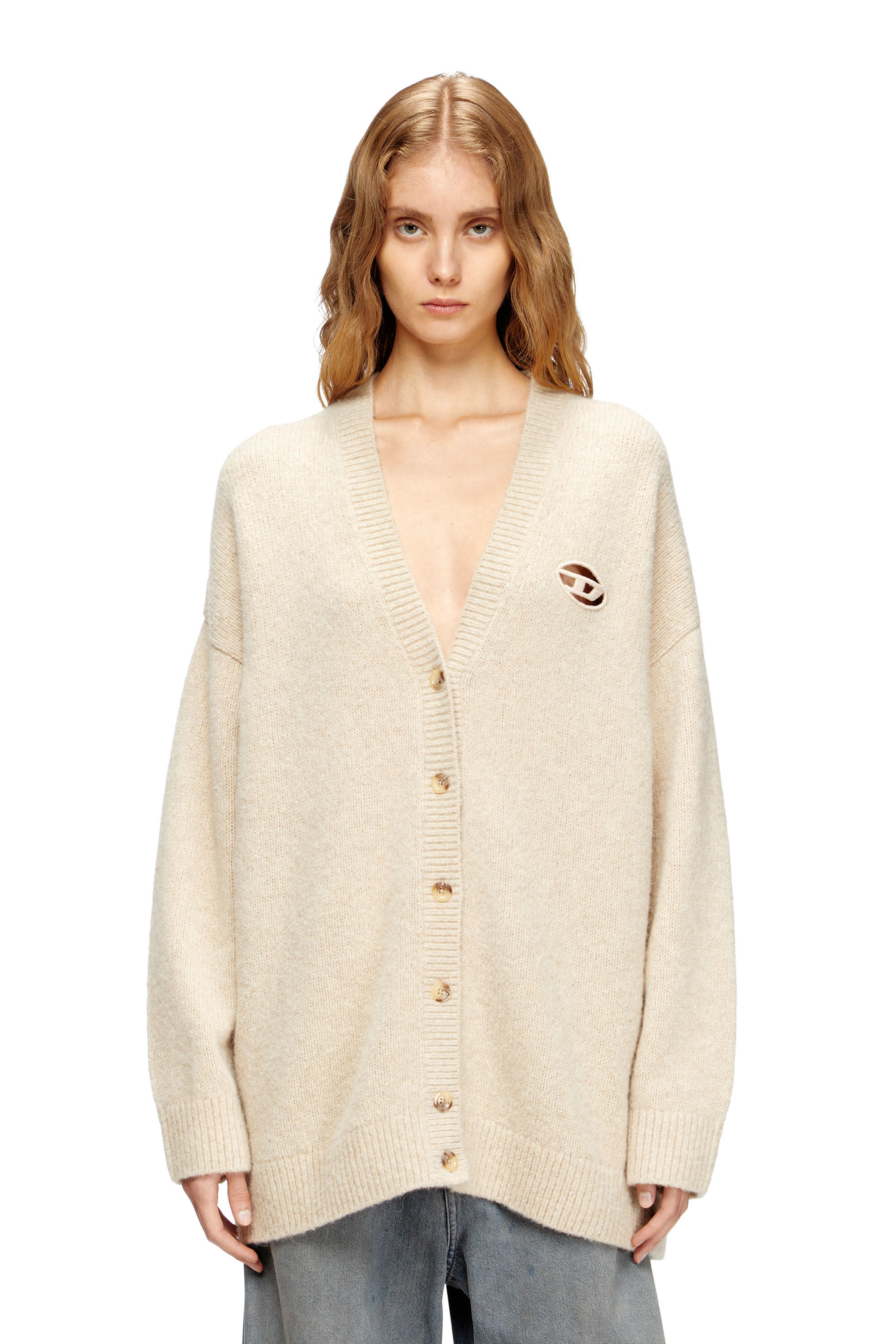 Diesel - M-AREELA, Cardigan en mélange de laine et d'alpaga Femme in Beige - 3