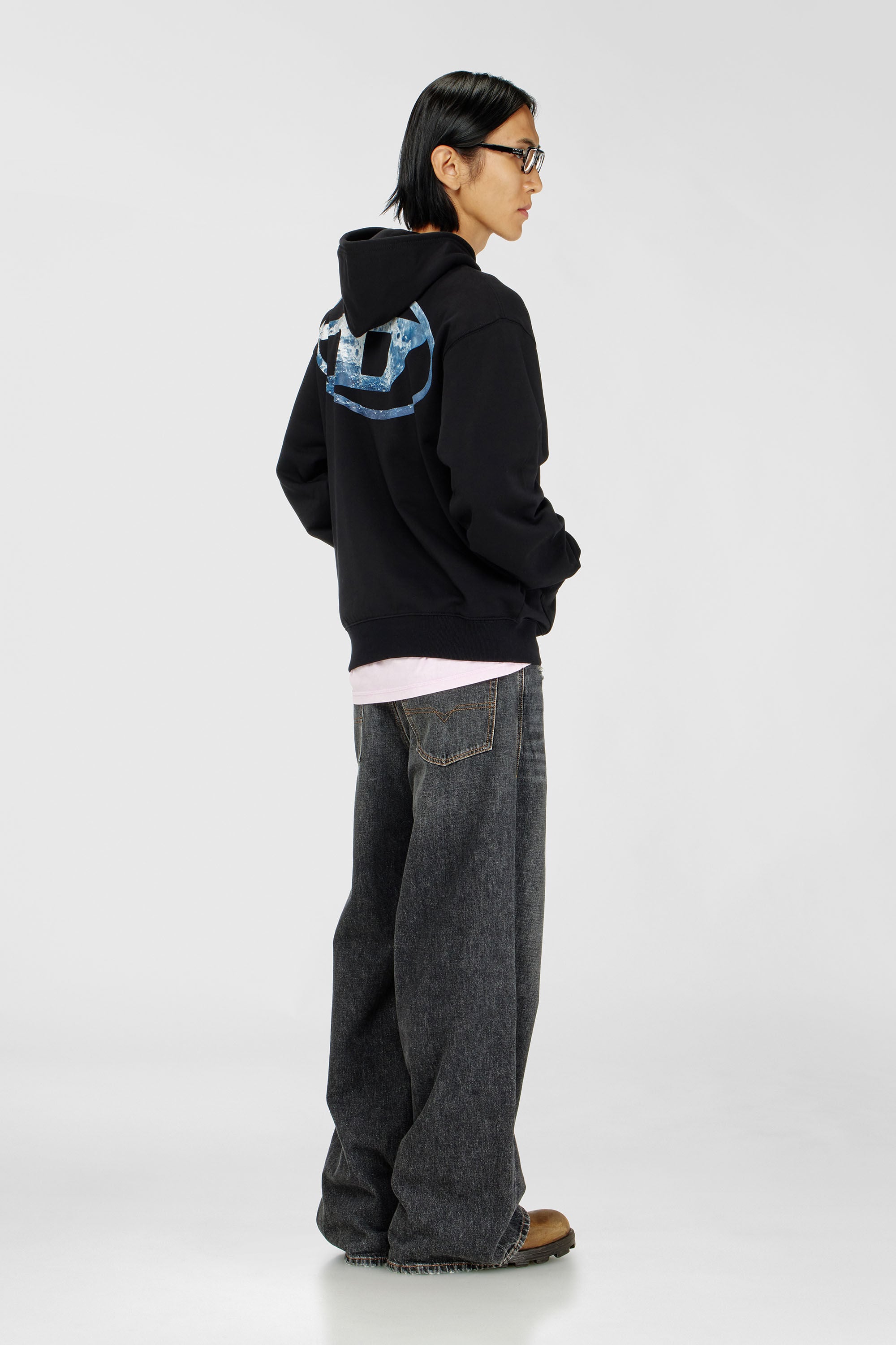 Diesel - S-LUK-H-MOON-T92, Sweat &agrave; capuche avec logo Oval D Homme in Noir - 1