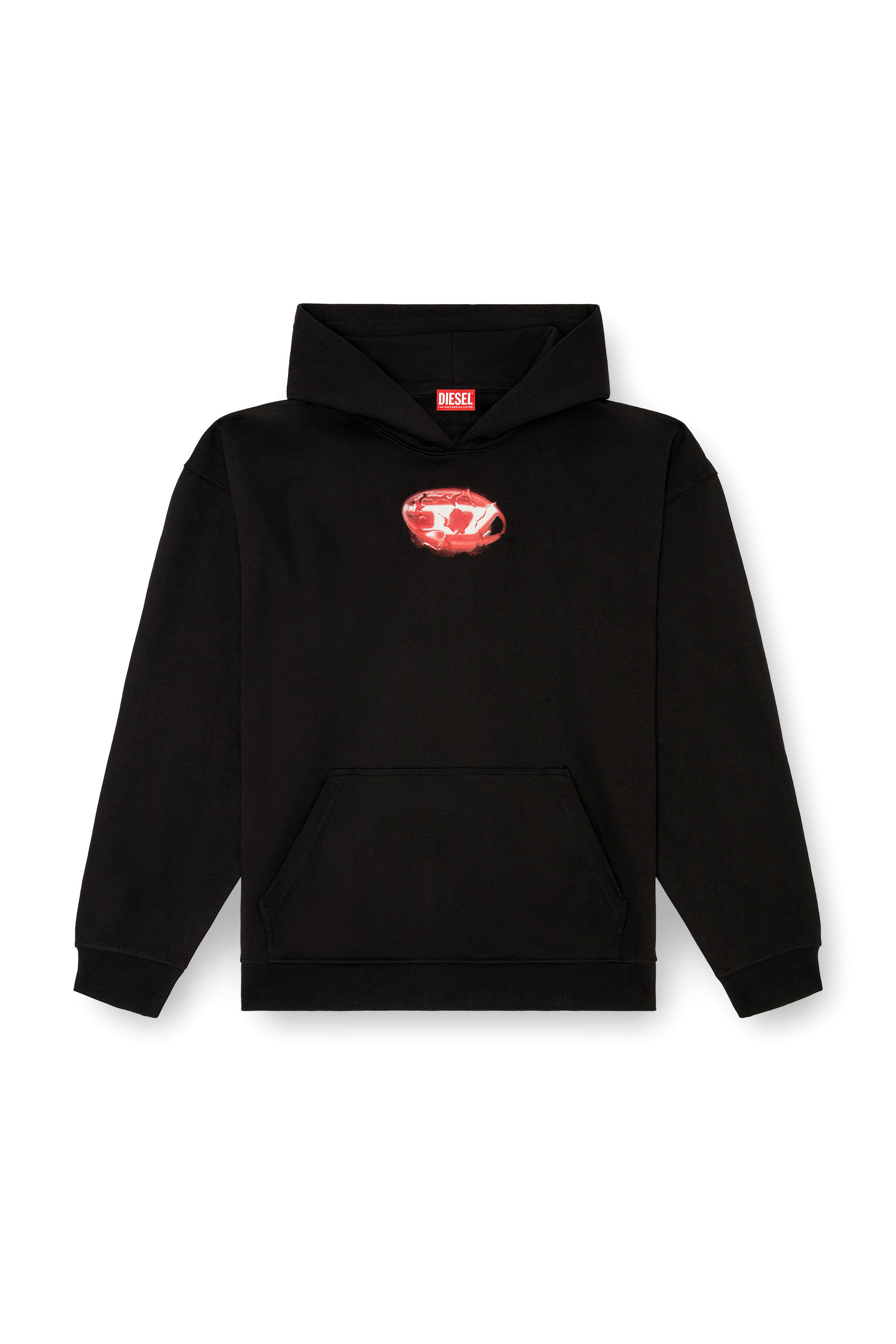 Diesel - S-BOXT-HOOD-K3, Sweat-shirt à capuche avec logo imprimé effet eau Homme in Noir - 2