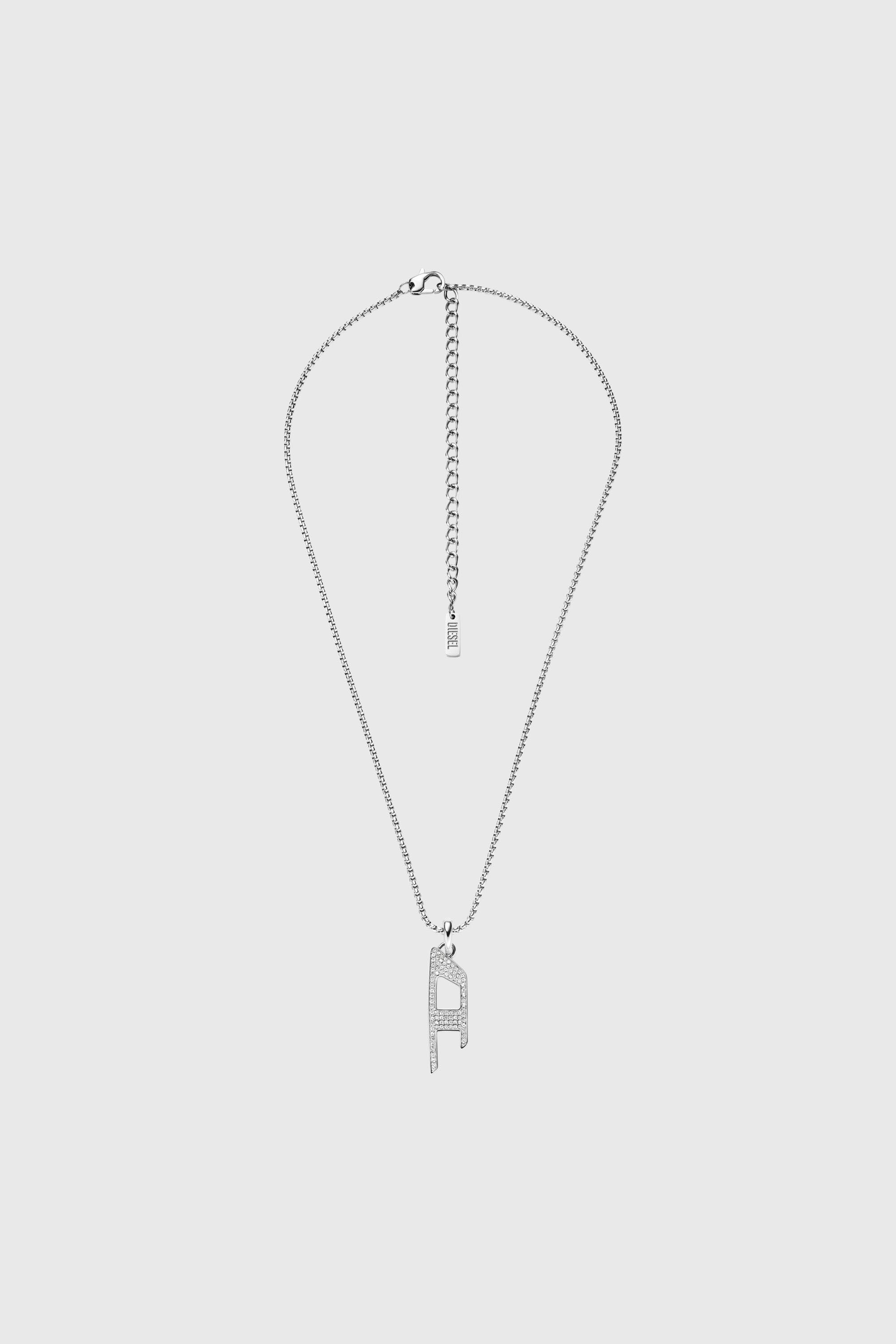 Diesel - DX1624040 JEWELLERY, Collier avec pendentif scintillant en acier inoxydable Mixte in Gris argent&eacute; - 1