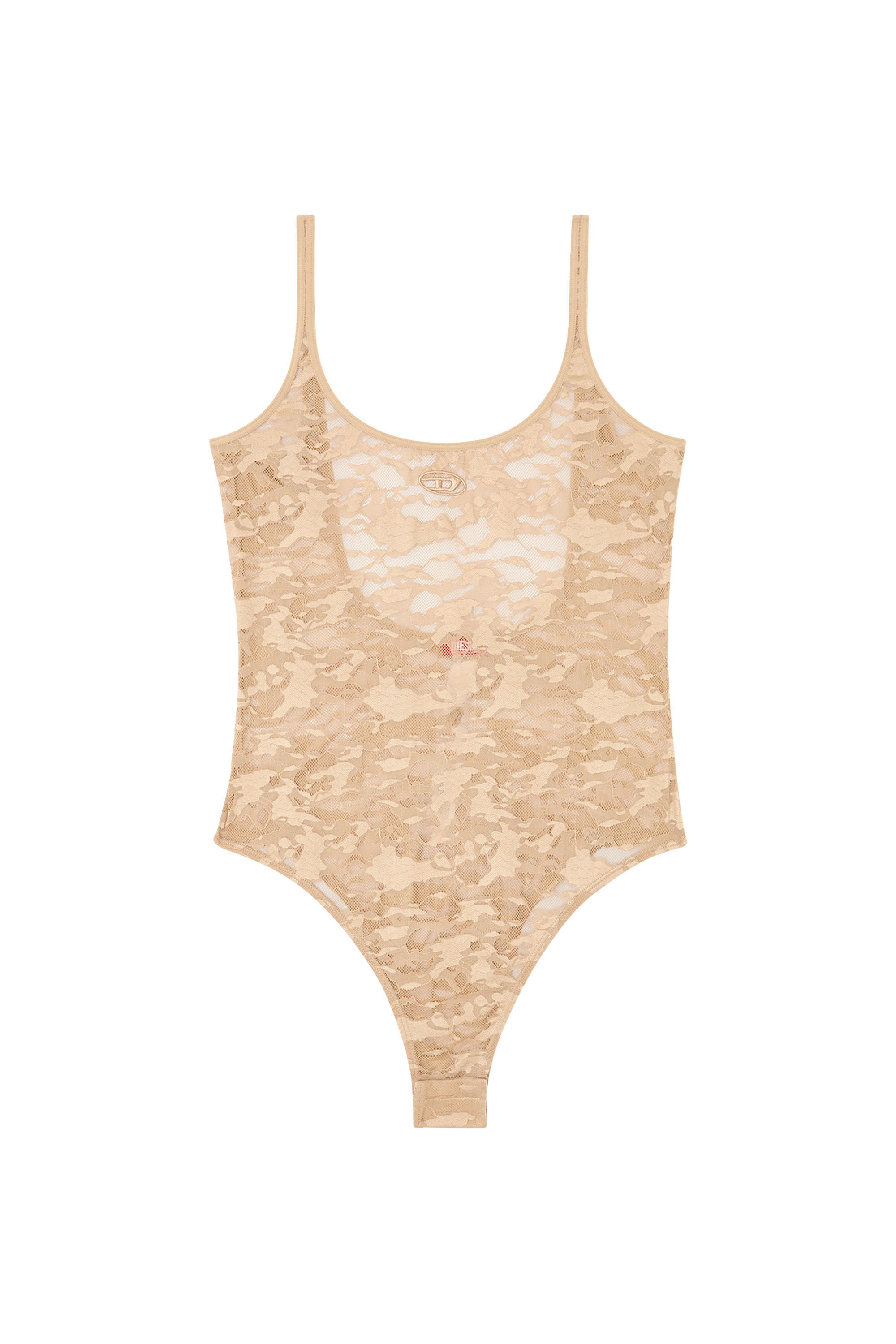Diesel - MEGAN-UTLT, Body en dentelle camouflage avec logo Oval D brodé Femme in Marron - 2