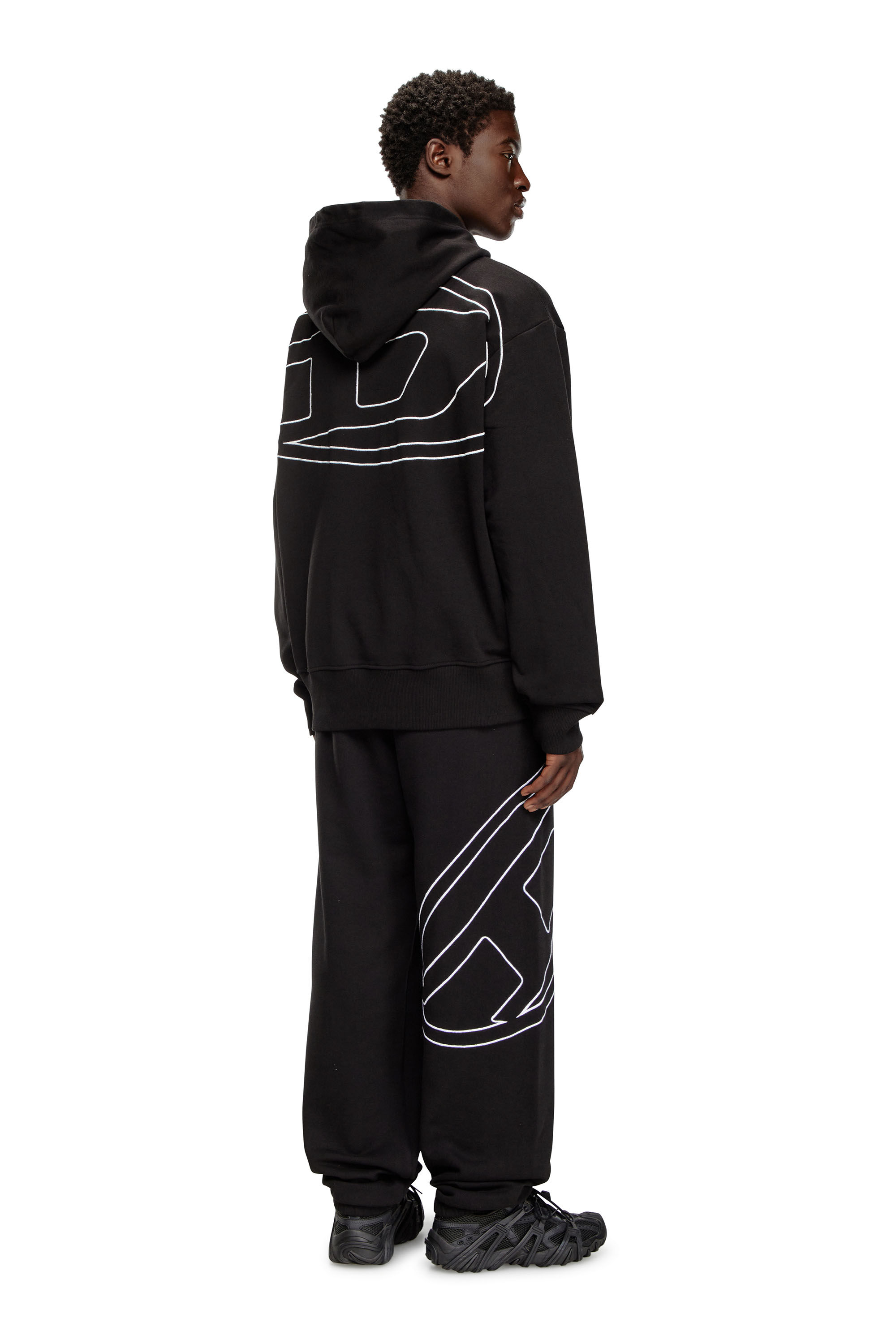 Diesel - S-MACS-HOOD-MEGOVAL-D, Sweat-shirt à capuche avec logo brodé Homme in Noir - 1