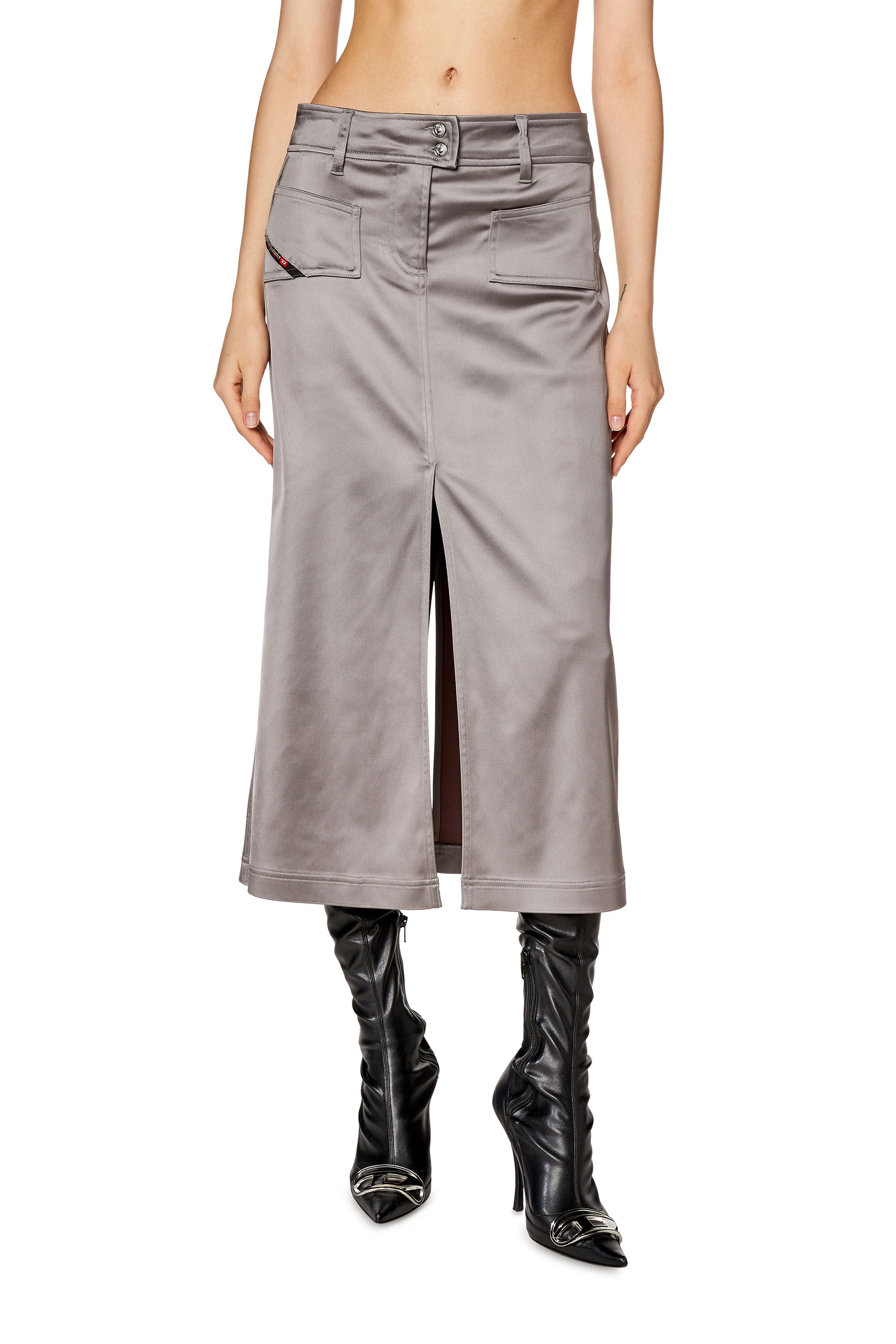 Jupe midi en satin stretch brillant Femme O YIN Diesel
