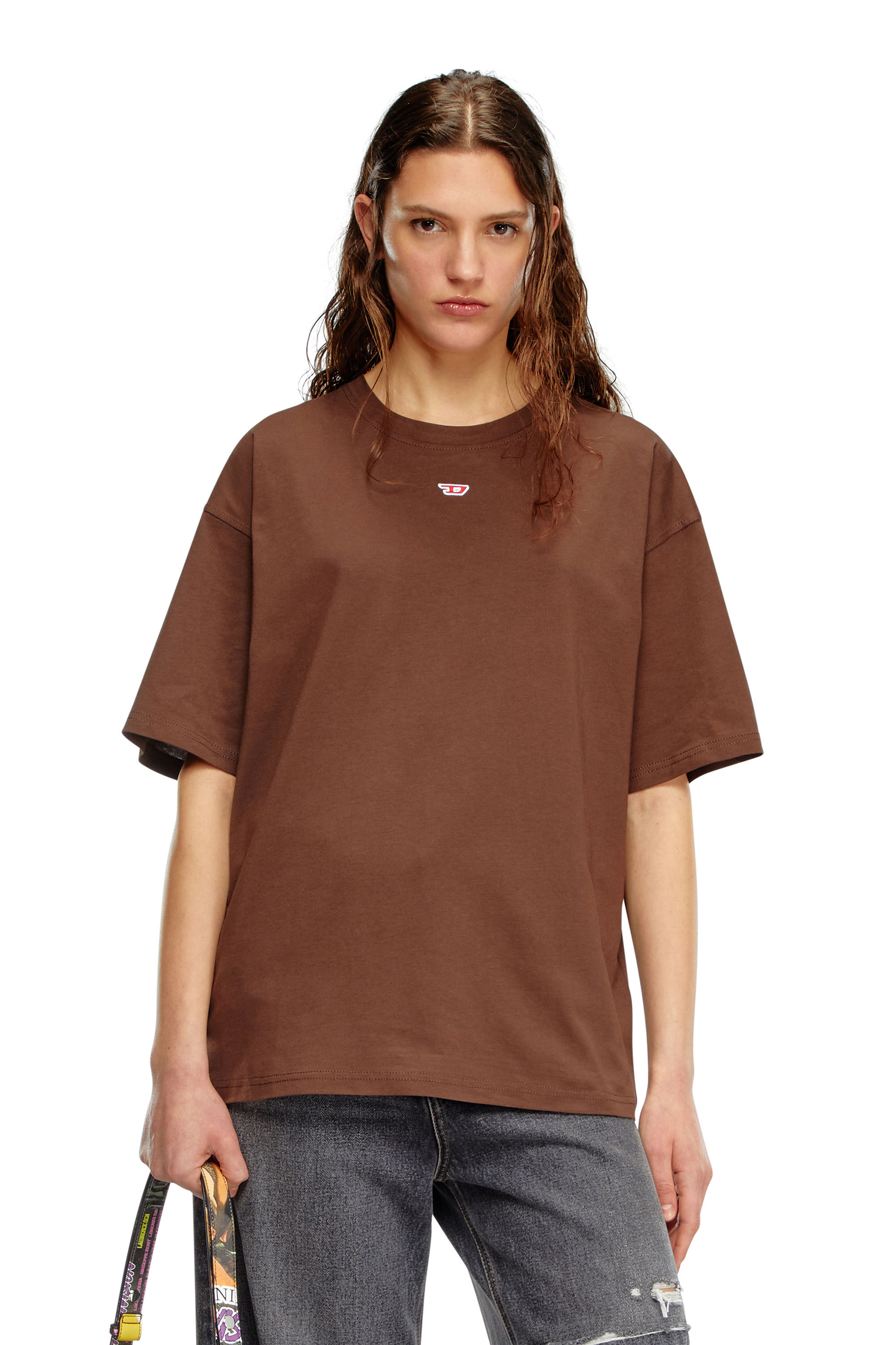 Diesel - T-BOXT-D, T-shirt avec empiècement D brodé Mixte in Marron - 5