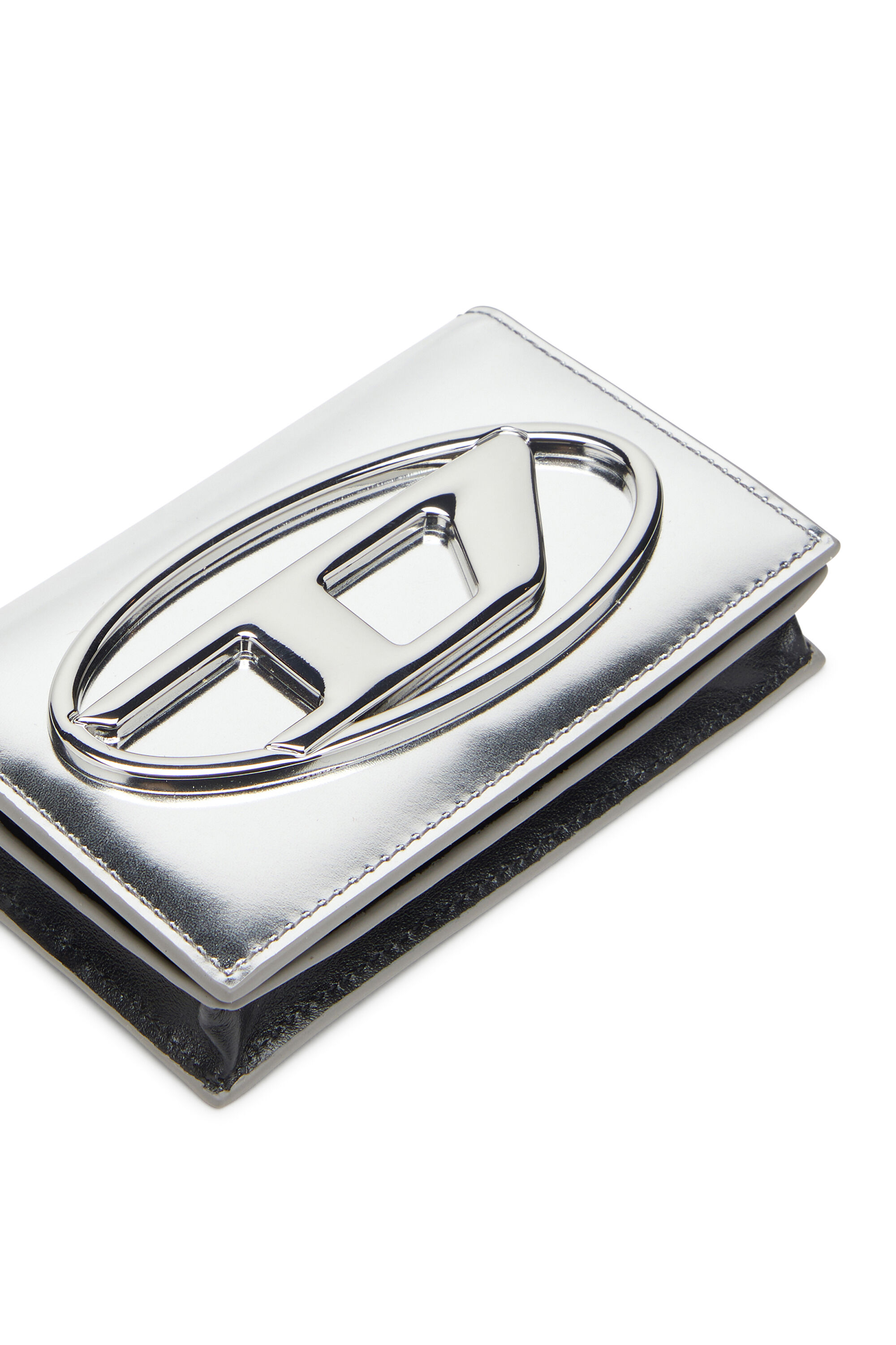 Diesel - 1DR CARD HOLDER IV, Porte-cartes en cuir métallisé Femme in Gris argenté - 4