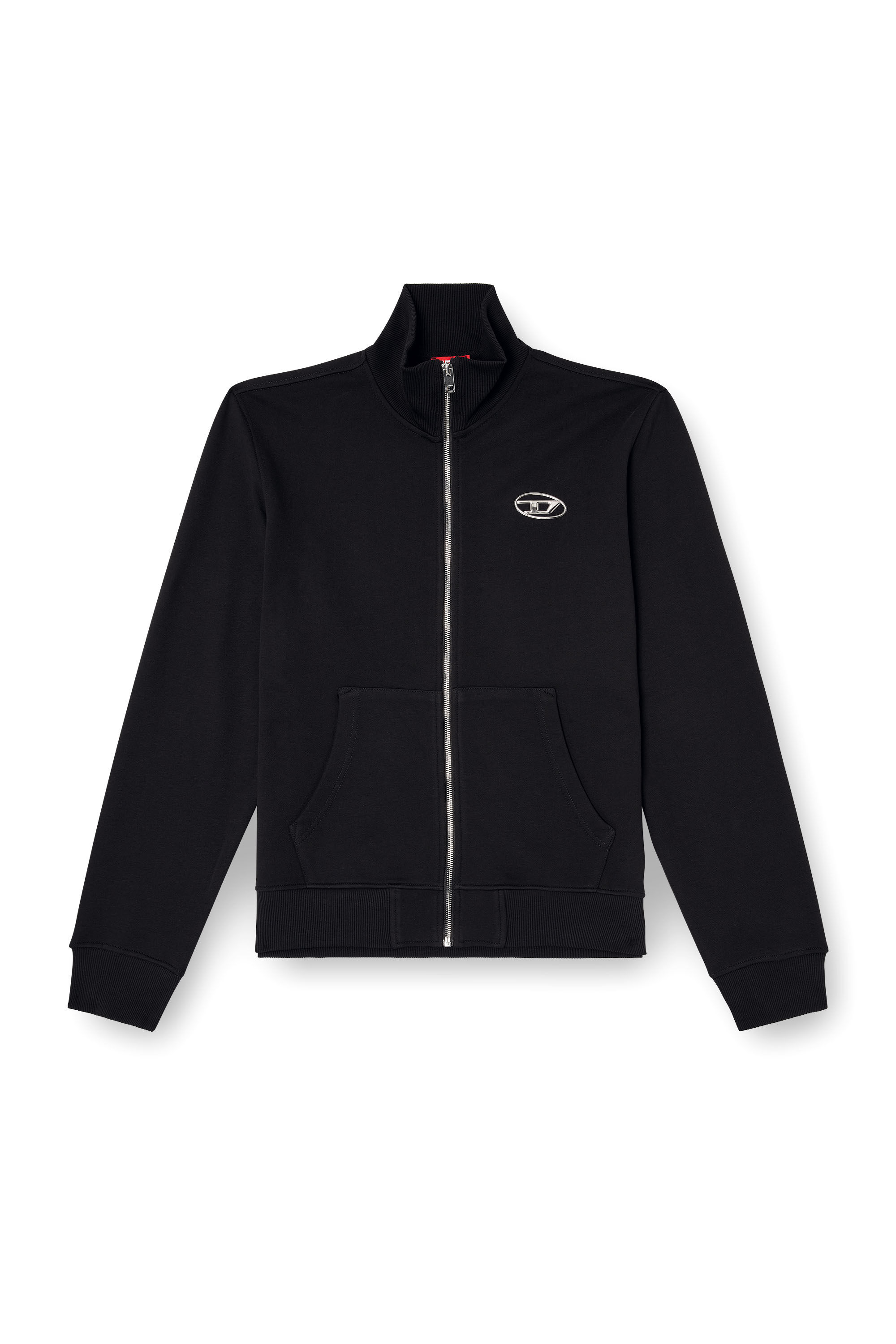 Diesel - S-GINNI-ZIP-OD, Sweat-shirt zippé avec logo métallisé Homme in Noir - 2