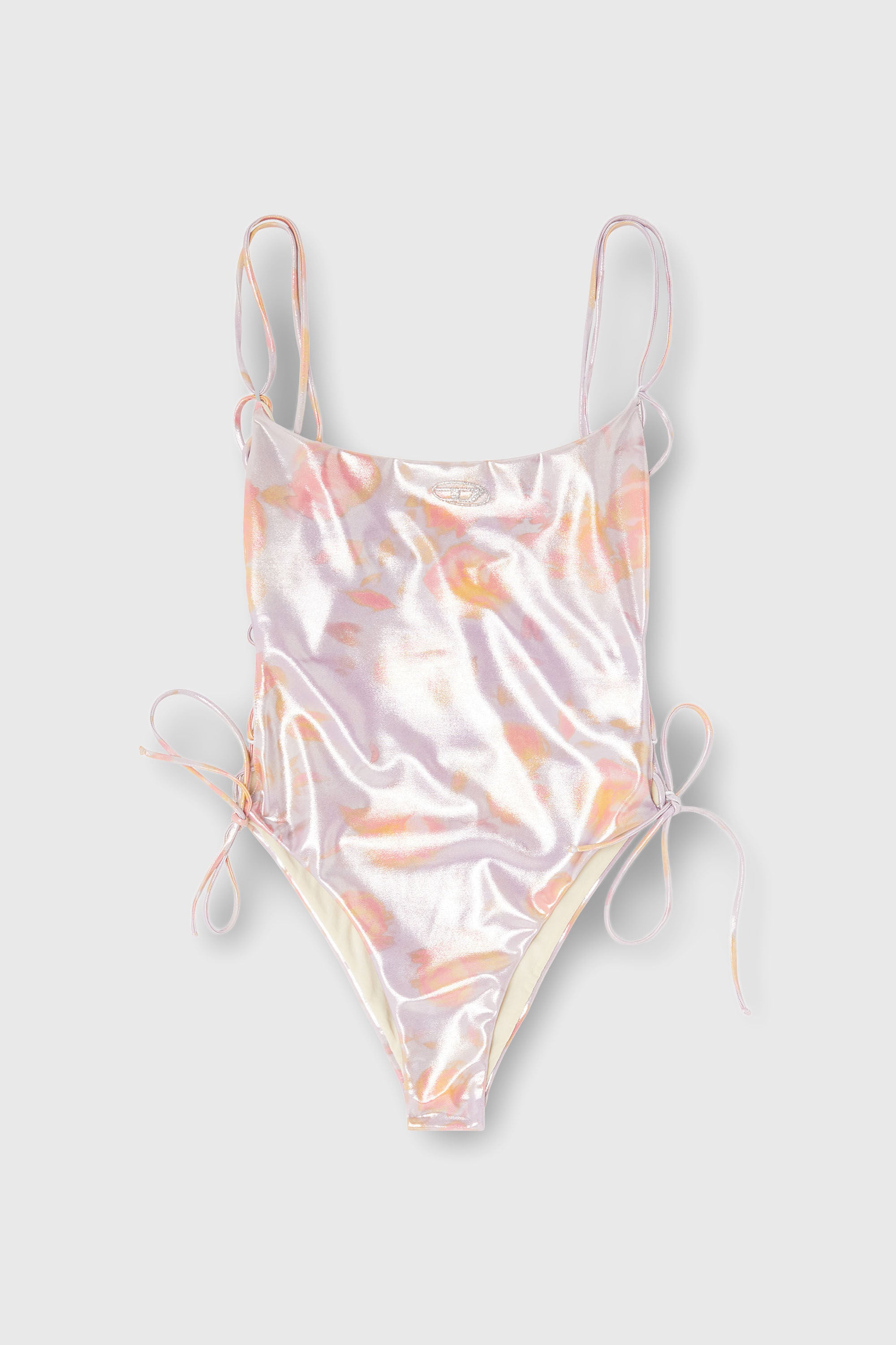 Diesel - REGAN-UTLT, Maillot de bain &agrave; lacets motif floral m&eacute;tallis&eacute; Femme in Violet - 4