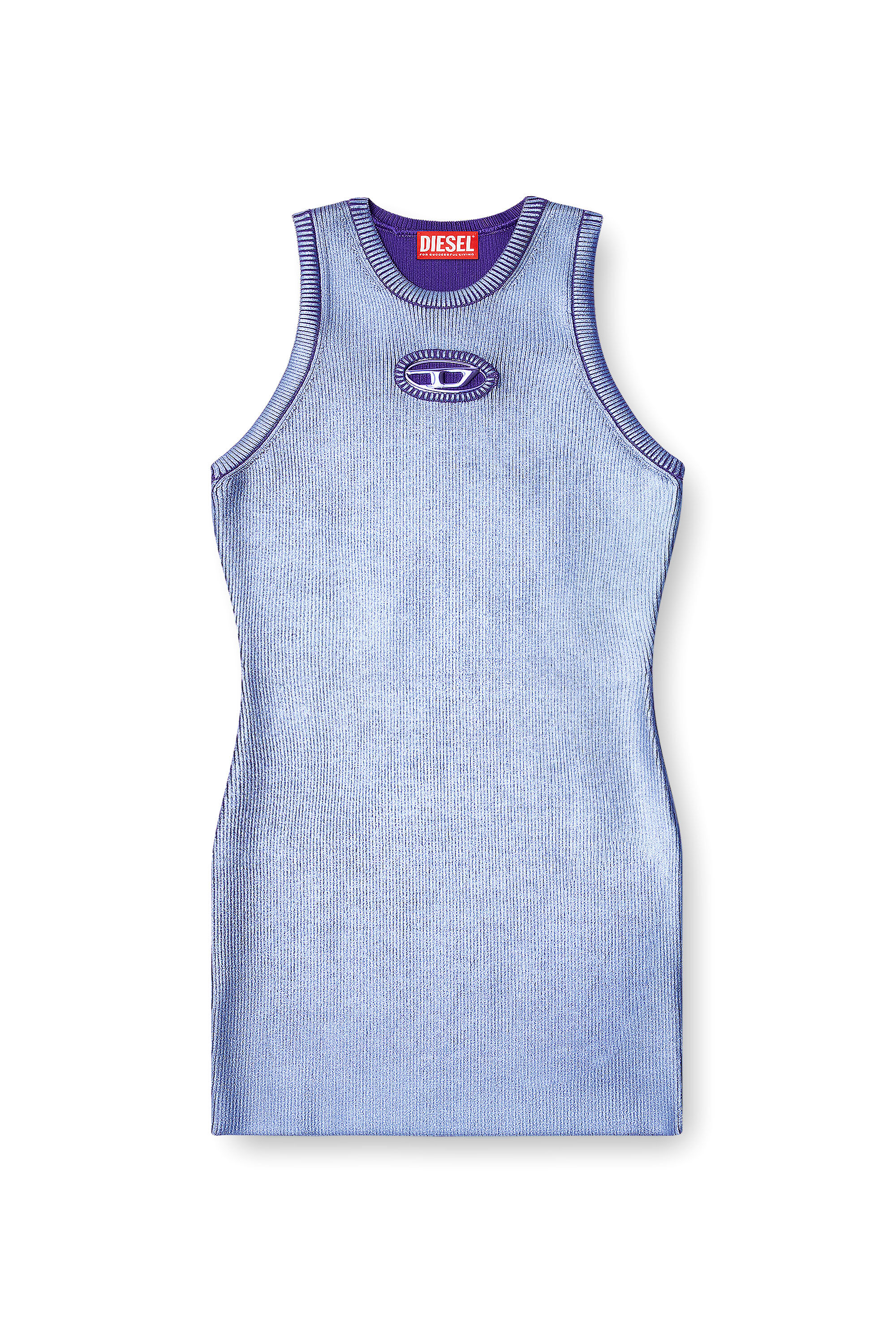 Diesel - M-CADDIX-M, Robe en maille côtelée métallisée Femme in Violet - 2