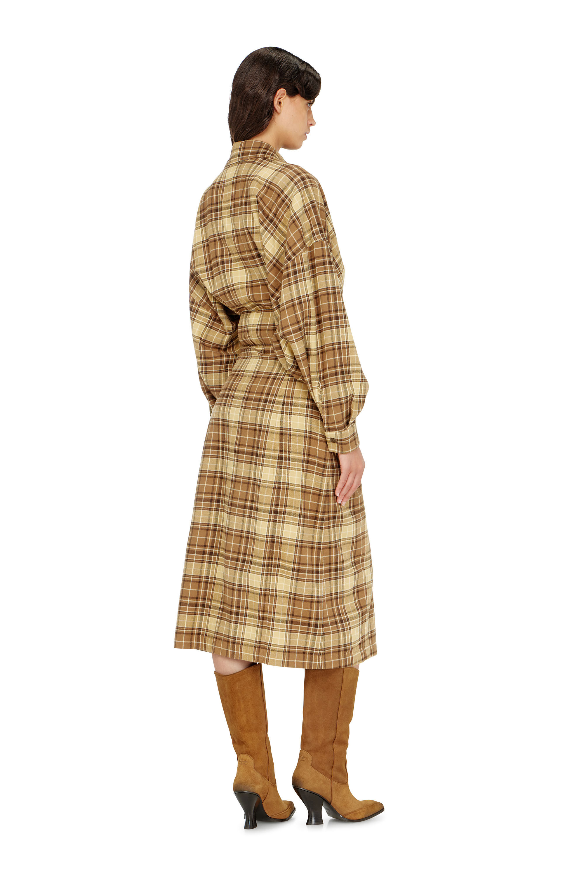 Diesel - D-EDALUS, Robe midi en flanelle &agrave; carreaux avec large ceinture Femme in ToBeDefined - 4