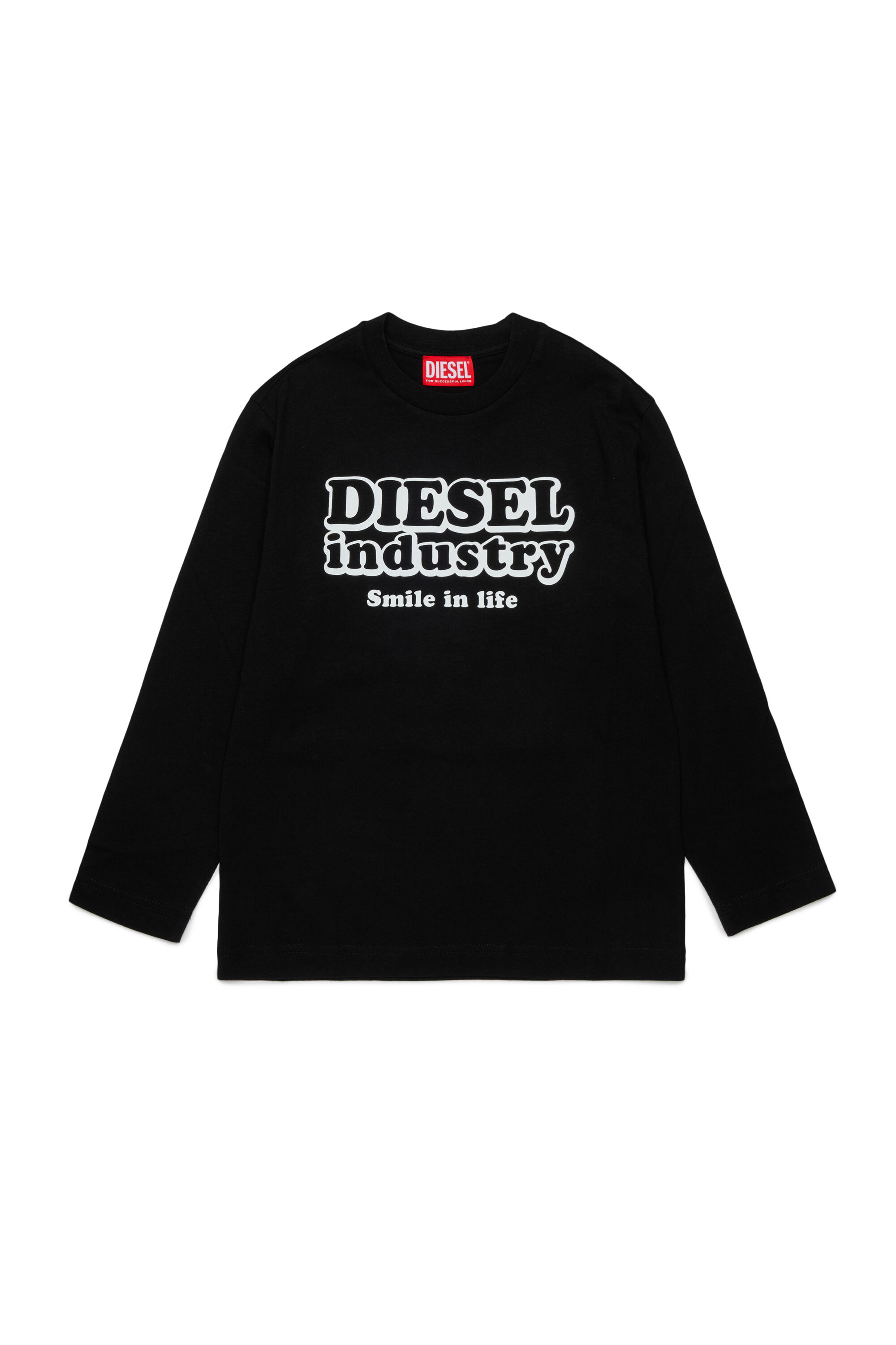 Diesel - TLODIMLS OVER, Man's Long-sleeve T-shirt with Diesel Industry print in Black - 1