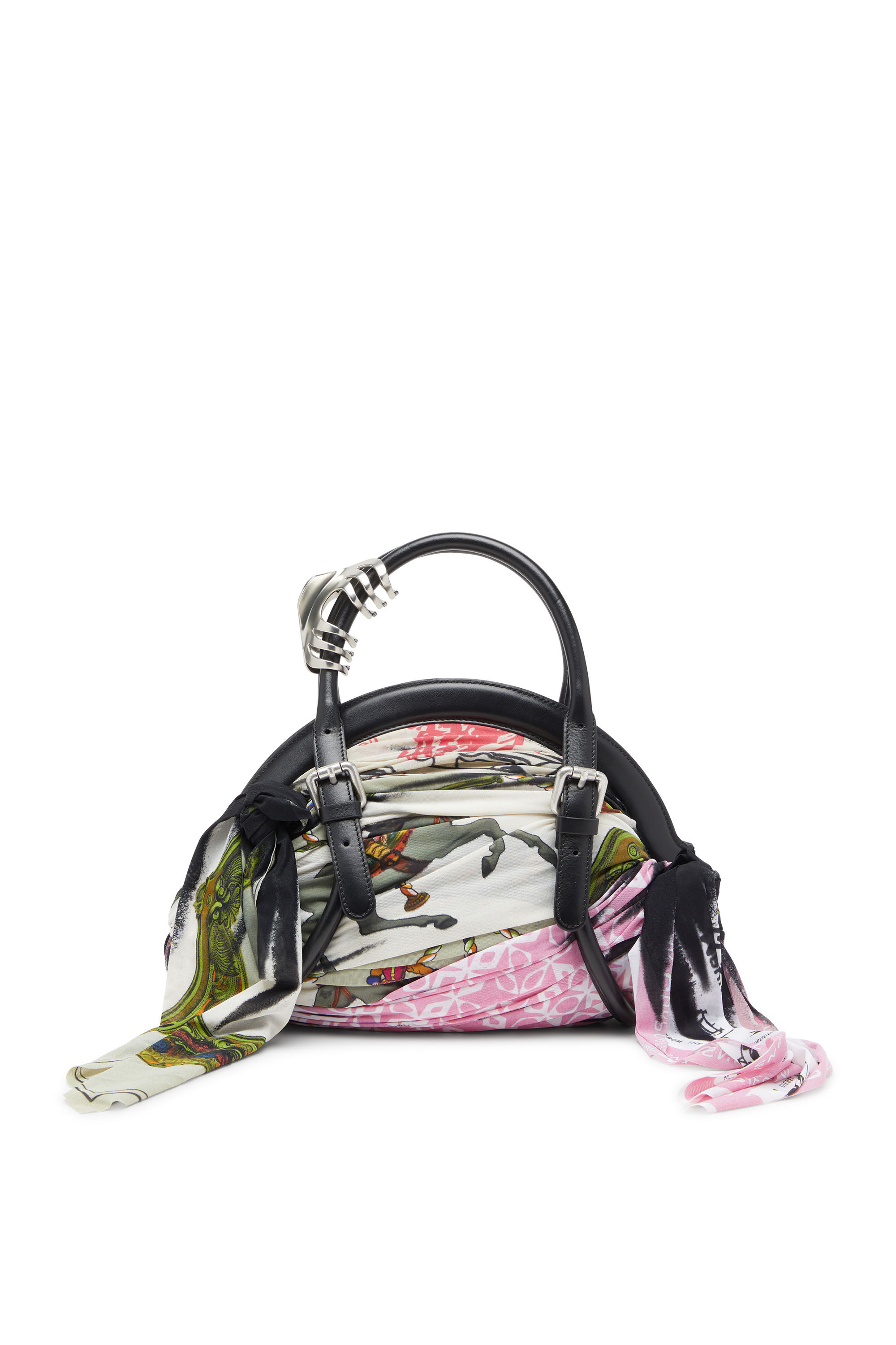 Diesel - TRASH-D TOP HANDLE, Trash-D-Sac à main bandana en cuir et jersey Femme in Polychrome - 1