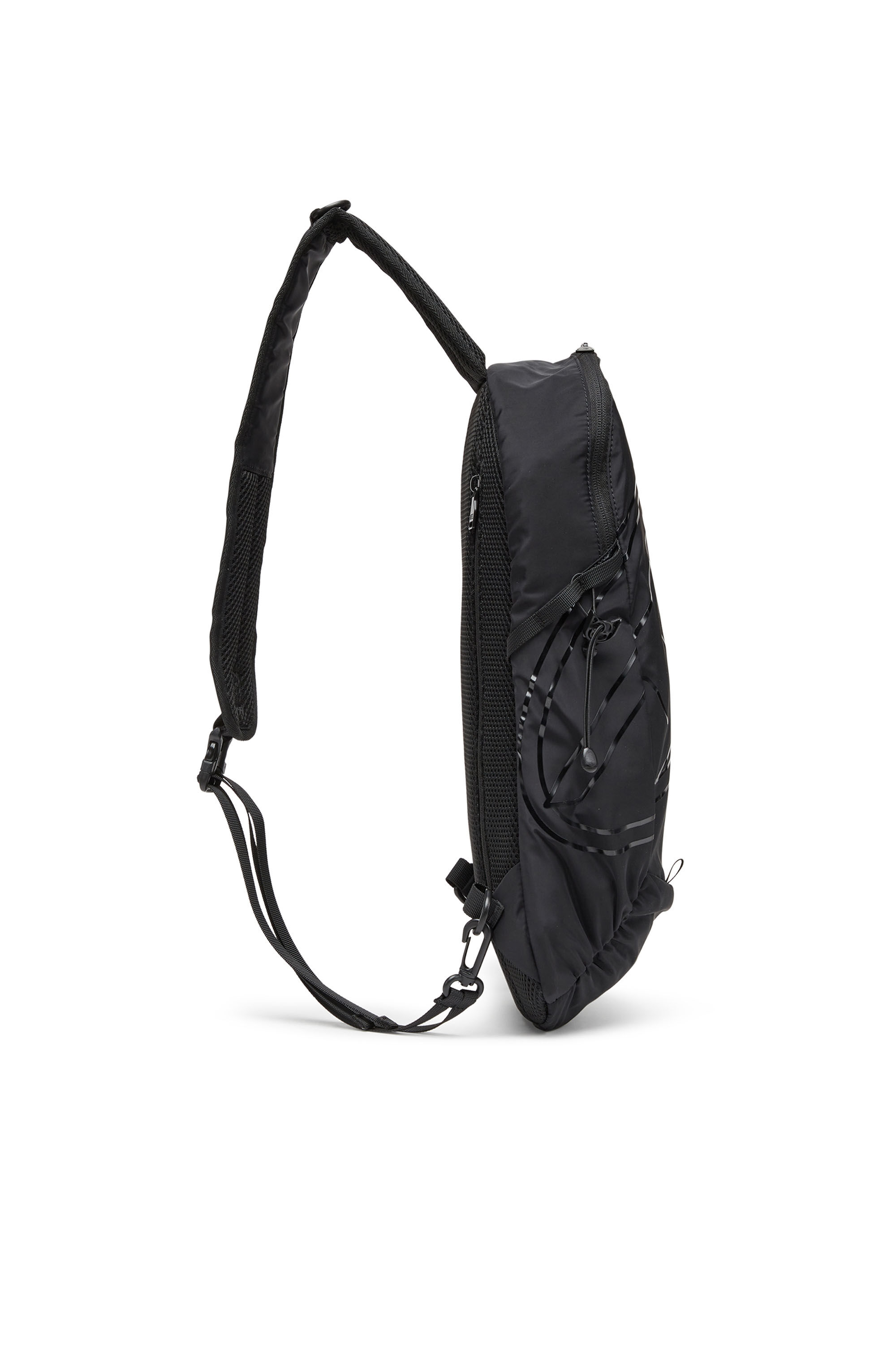 Men's Drape-Nylon sling backpack with tonal logo | Black | Diesel