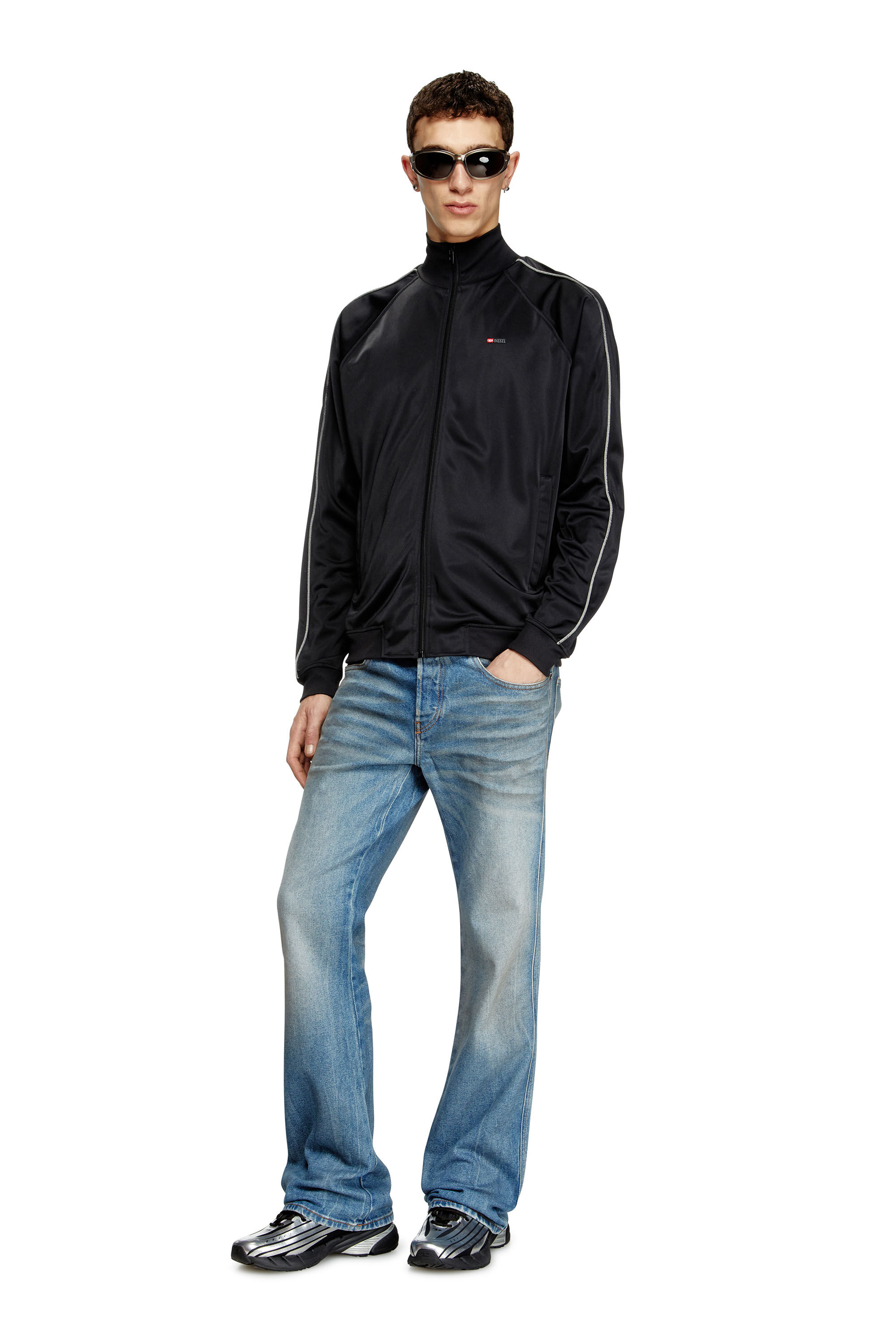 Diesel - S-RARMERO, Veste de survêtement avec micro-logo brodé Homme in Noir - 1