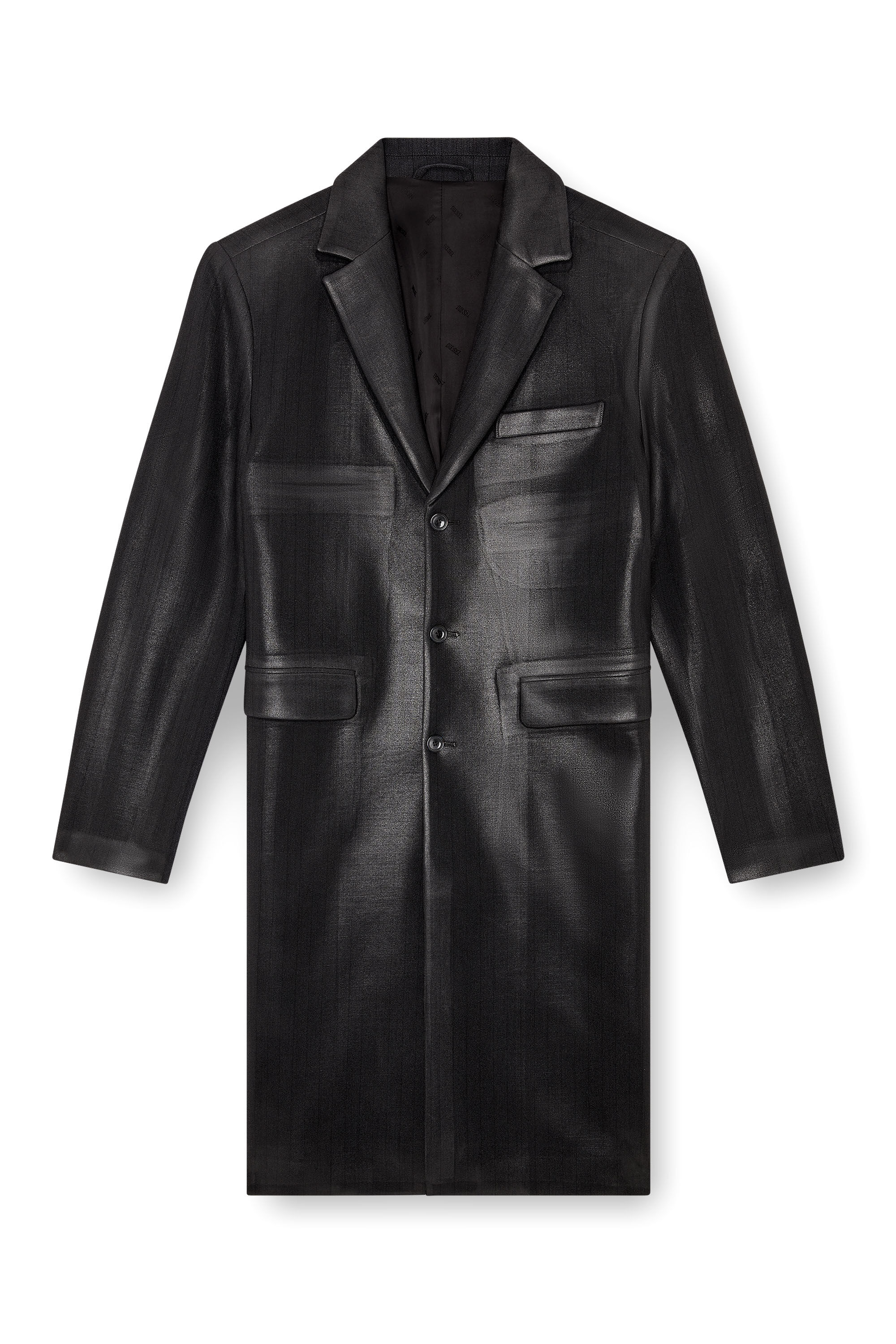 Diesel - J-DENNER, Manteau en laine fraîche à fines rayures Homme in Noir - 2