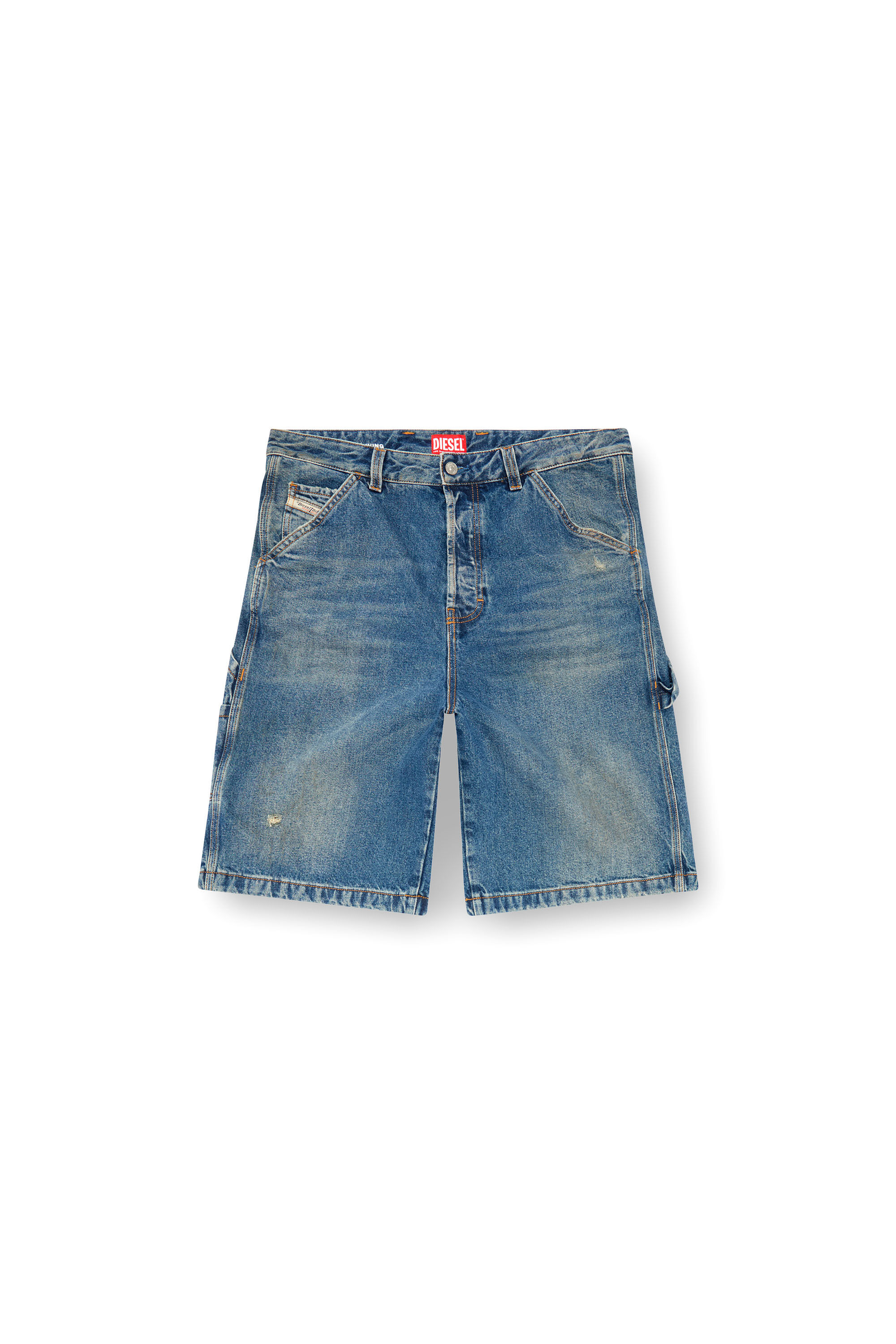 Short utility en denim avec delavage effet poussiere Homme Bleu Diesel