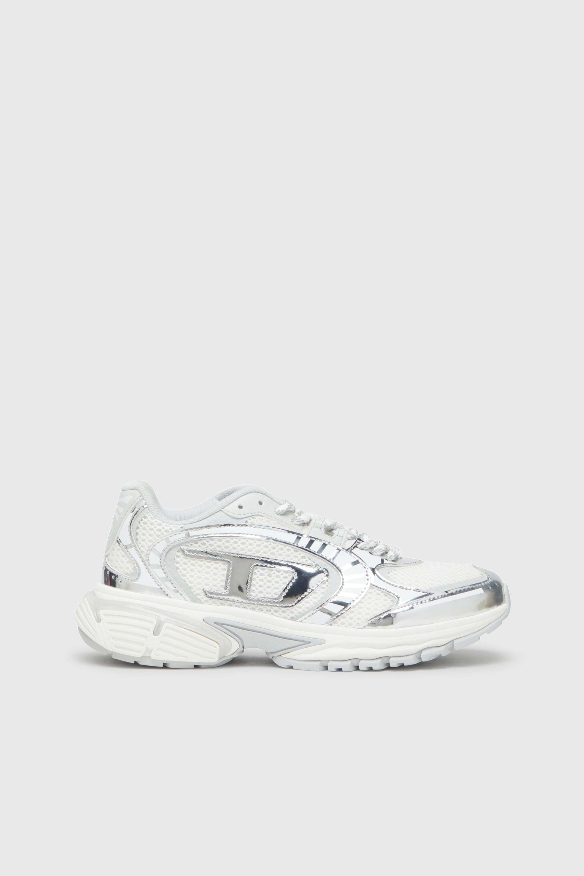 Diesel - S-PRO-V-DENSE LOW W, S-Pro-V-Dense-Baskets en mesh m&eacute;tallis&eacute; avec logo Oval D Femme in Blanc - 1