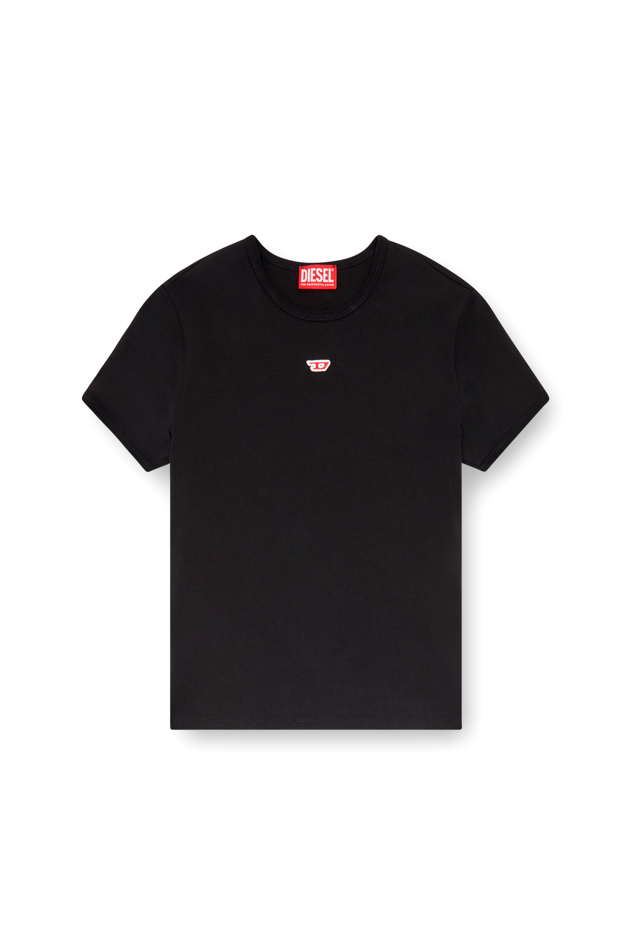 Diesel - T-UNCUTIE-LONG-D, Femme T-shirt avec empiècement D brodé in Noir - Image 2