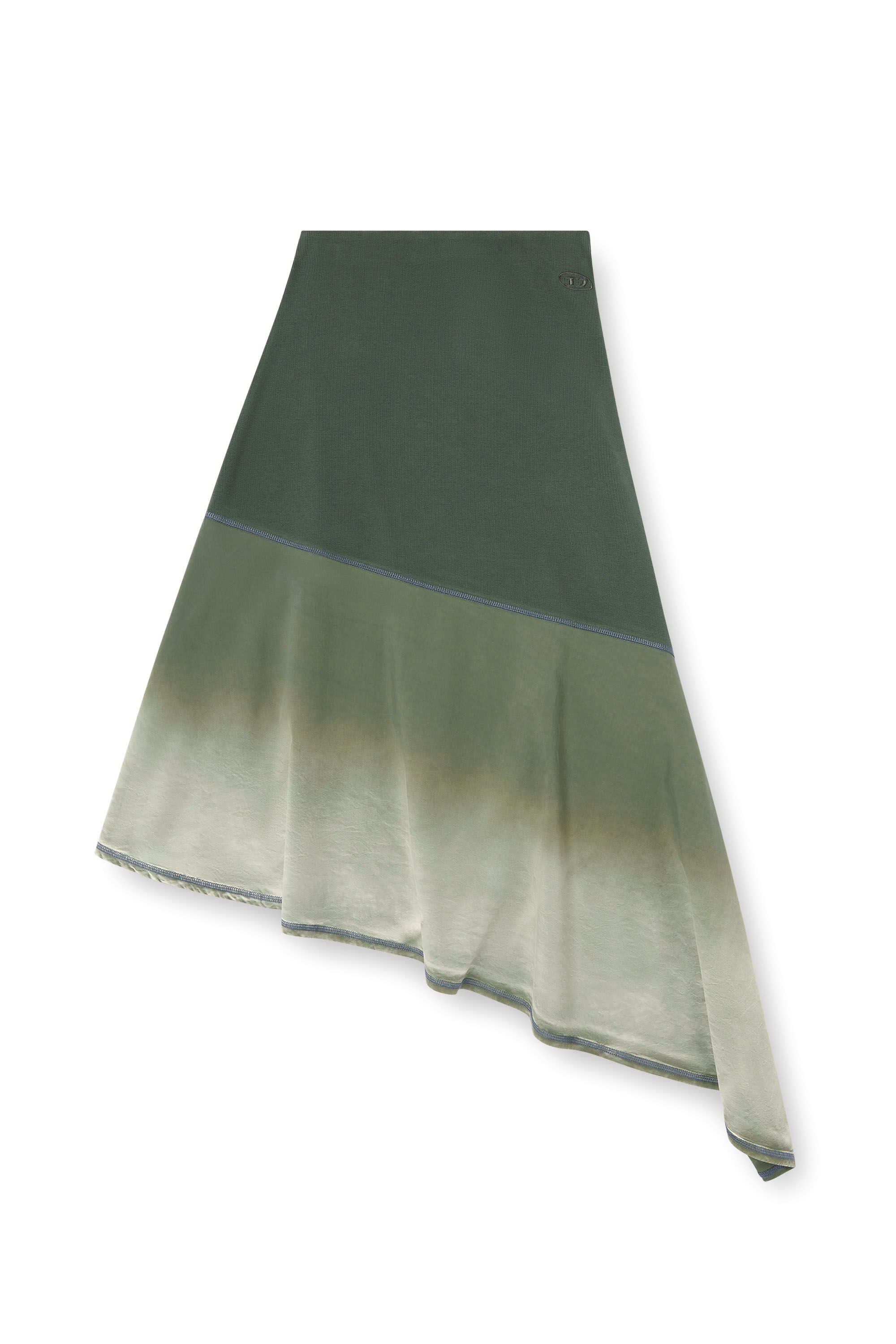 Diesel - O-MARTA, Jupe midi asymétrique épissé Femme in Vert - 2