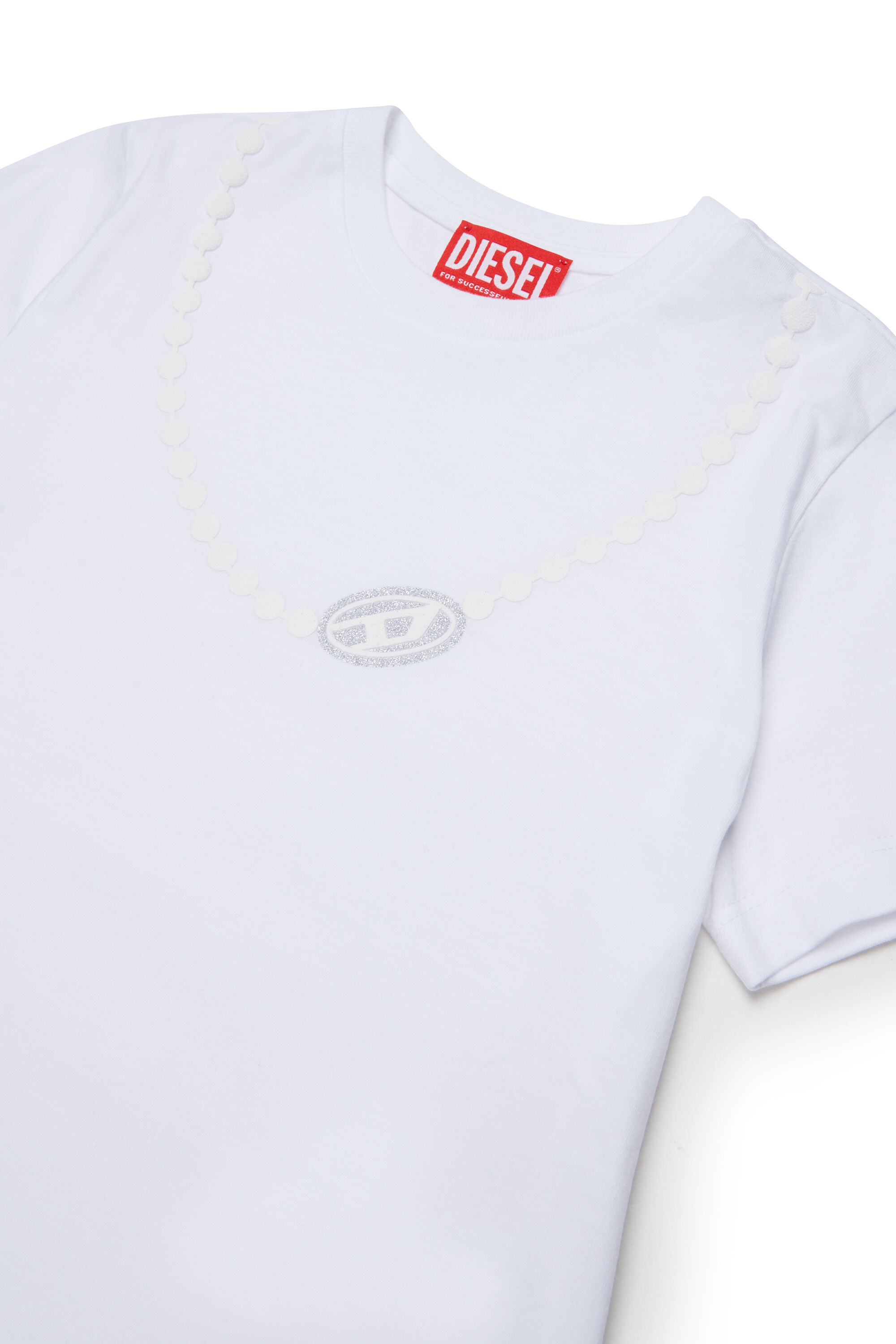 Diesel - TICLA, T-shirt en coton avec imprim&eacute; collier Femme in Blanc - 3