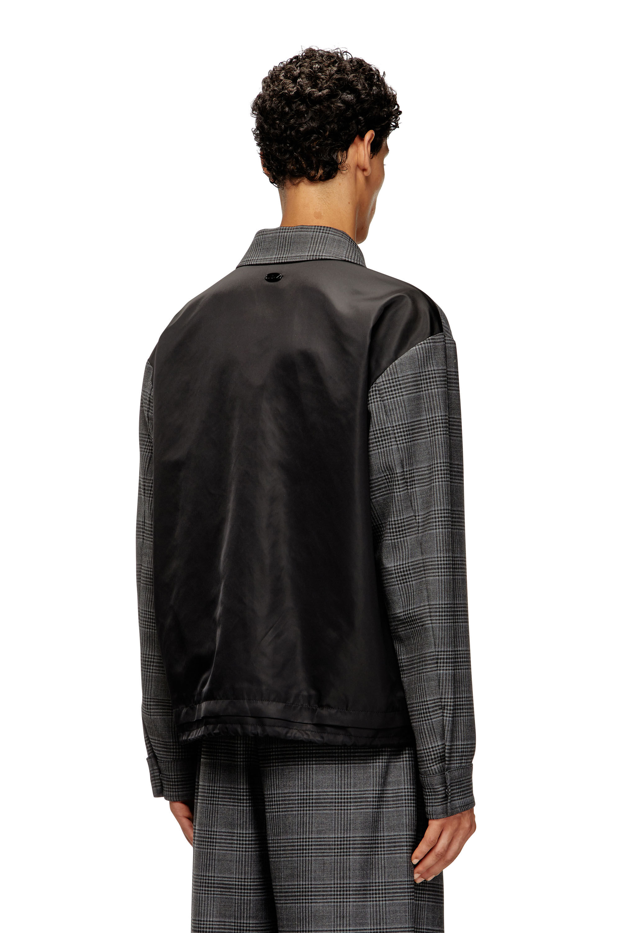 Diesel - J-TING, Veste coach en mélange de laine Prince-de-Galles et satin Homme in Polychrome - 4