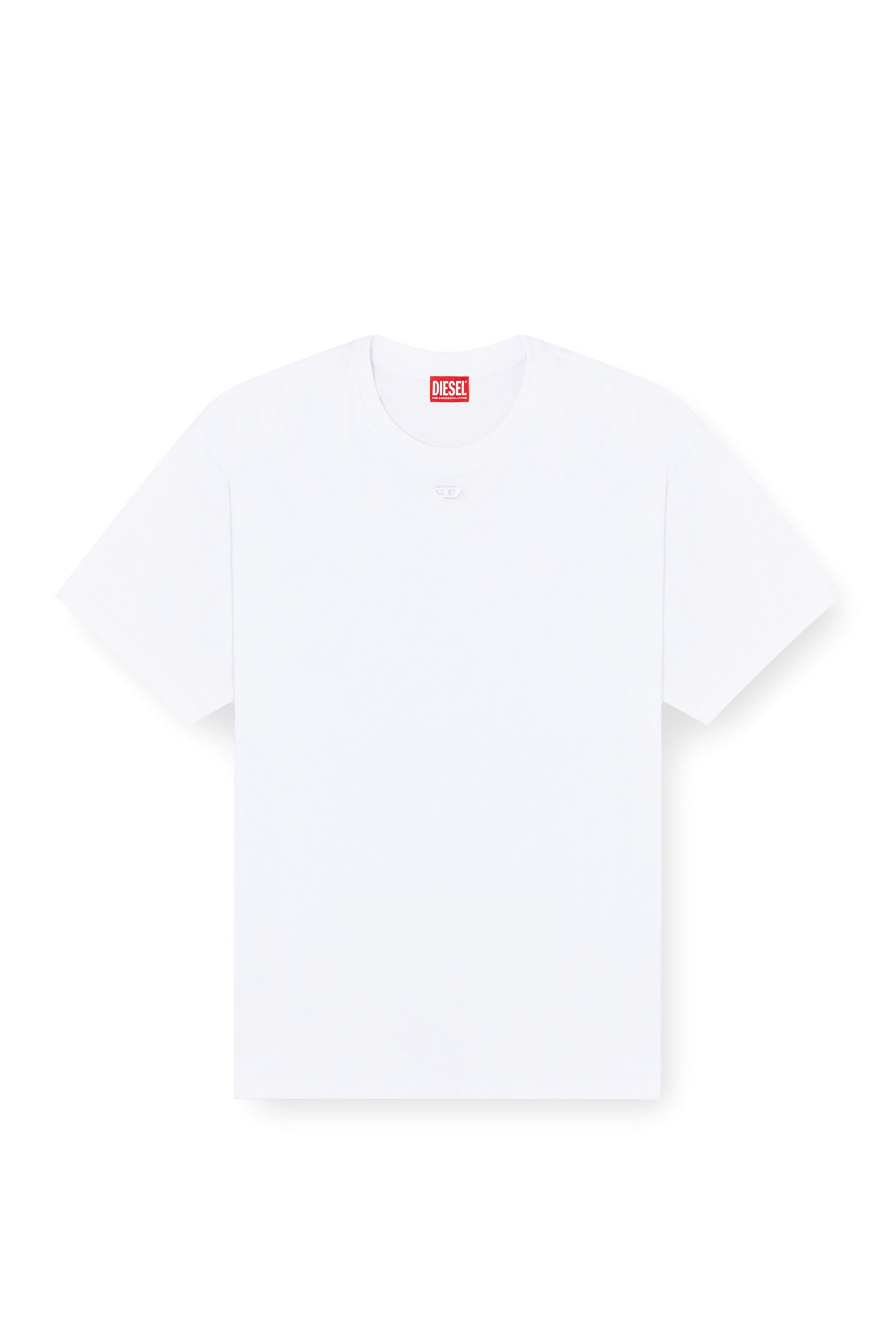 Diesel - T-BOXT-DCO, T-shirt en coton d&eacute;contract&eacute;e avec broderie Oval D Homme in Blanc - 2