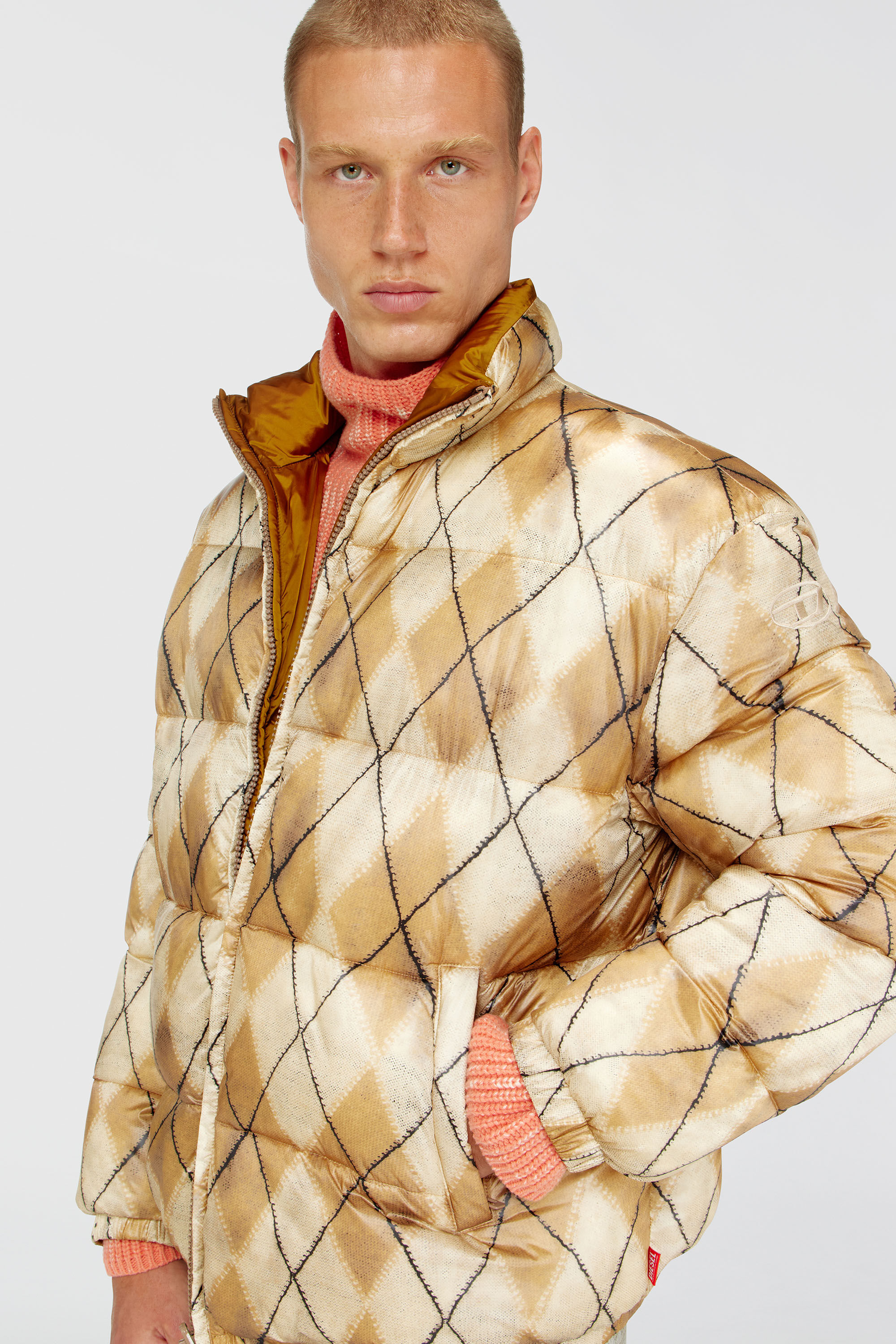 Diesel - W-BOURB-DLCK, Doudoune r&eacute;versible &agrave; motif losange Homme in Polychrome - 5