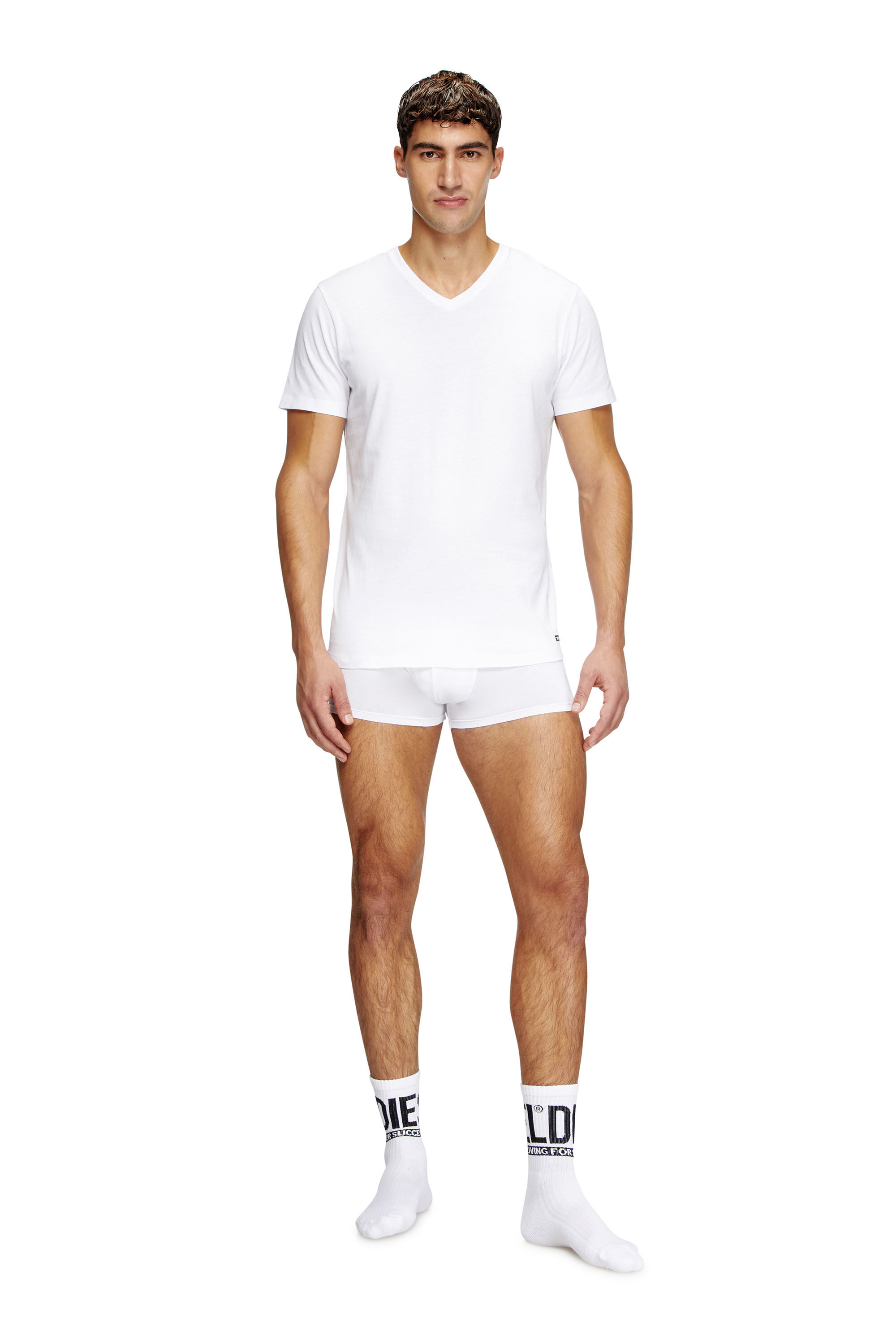 Diesel - MICHAEL-D-BOX-3PACK, Lot de trois T-shirts avec col en V Homme in Blanc - 1
