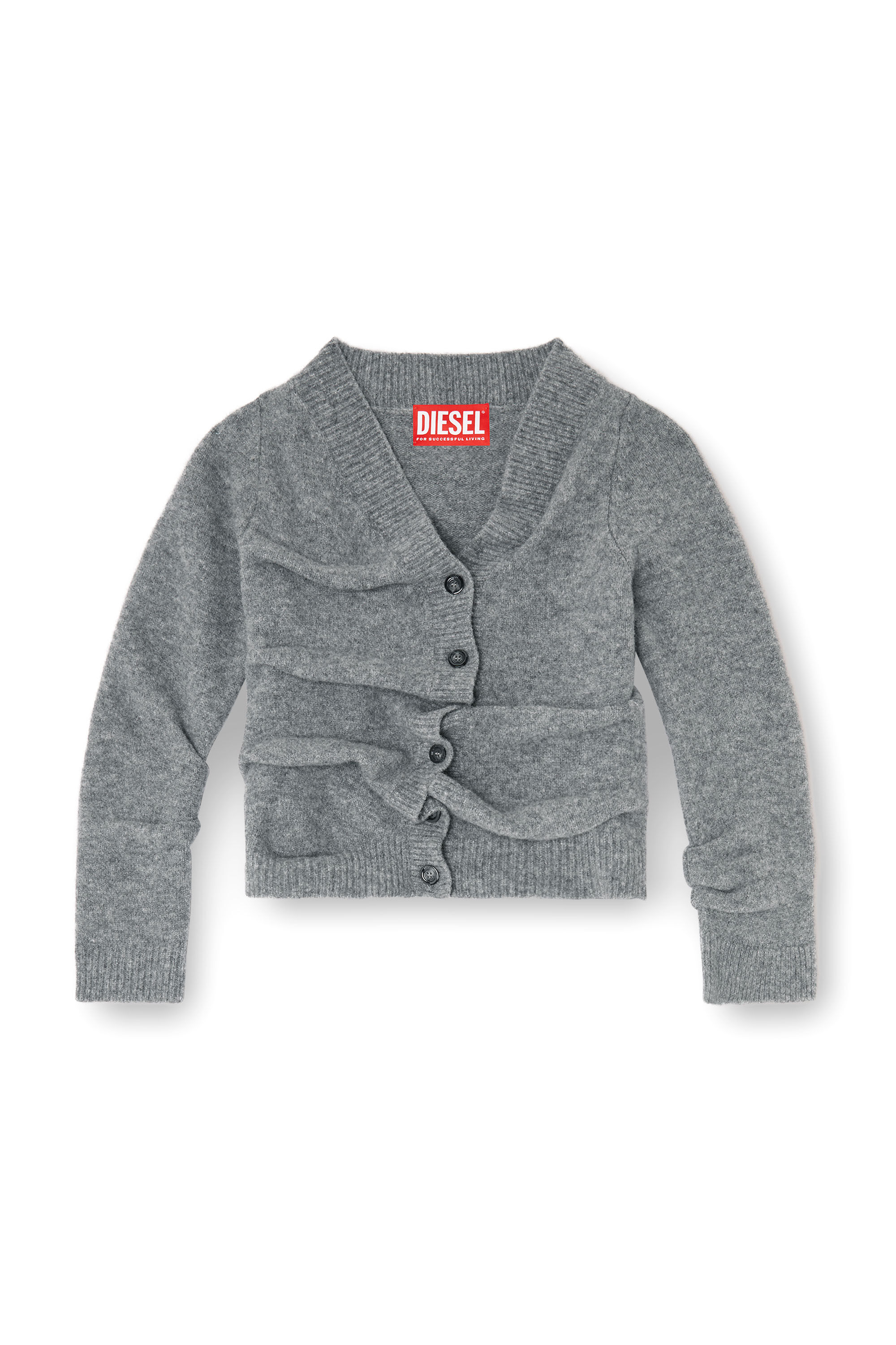 Diesel - M-AVA, Cardigan court en maille bouillie froiss&eacute;e Femme in Gris - 2