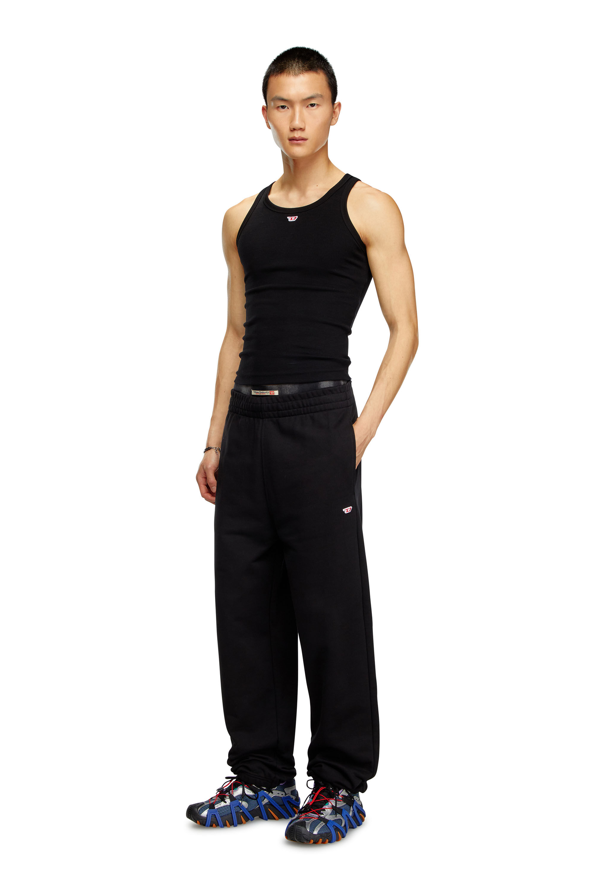 Diesel - P-MARKY-D, Pantalon de survêtement avec empiècement D brodé Homme in Noir - 1