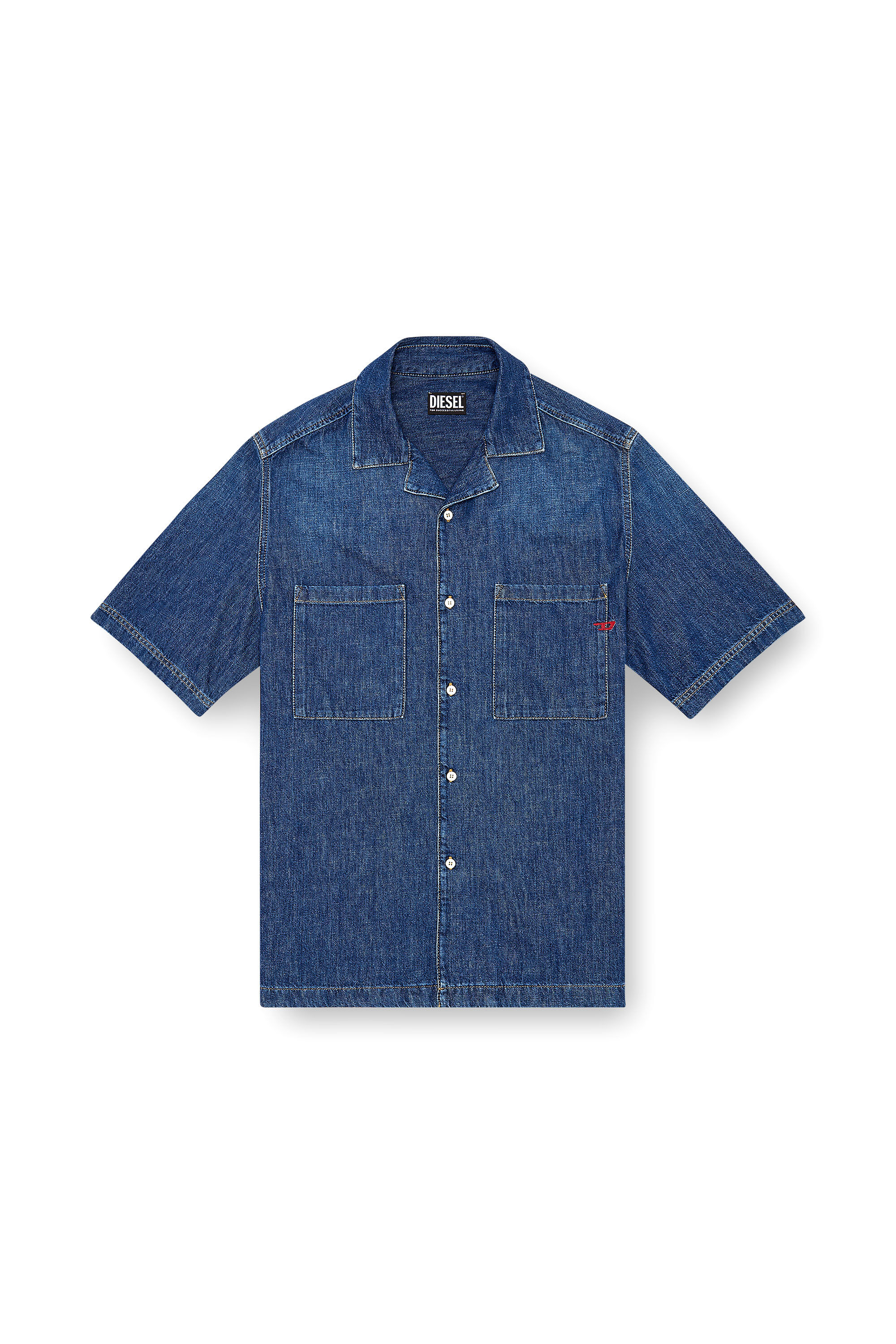 Diesel - D-PAROSHORT, Chemise bowling en denim Homme in Bleu - 2