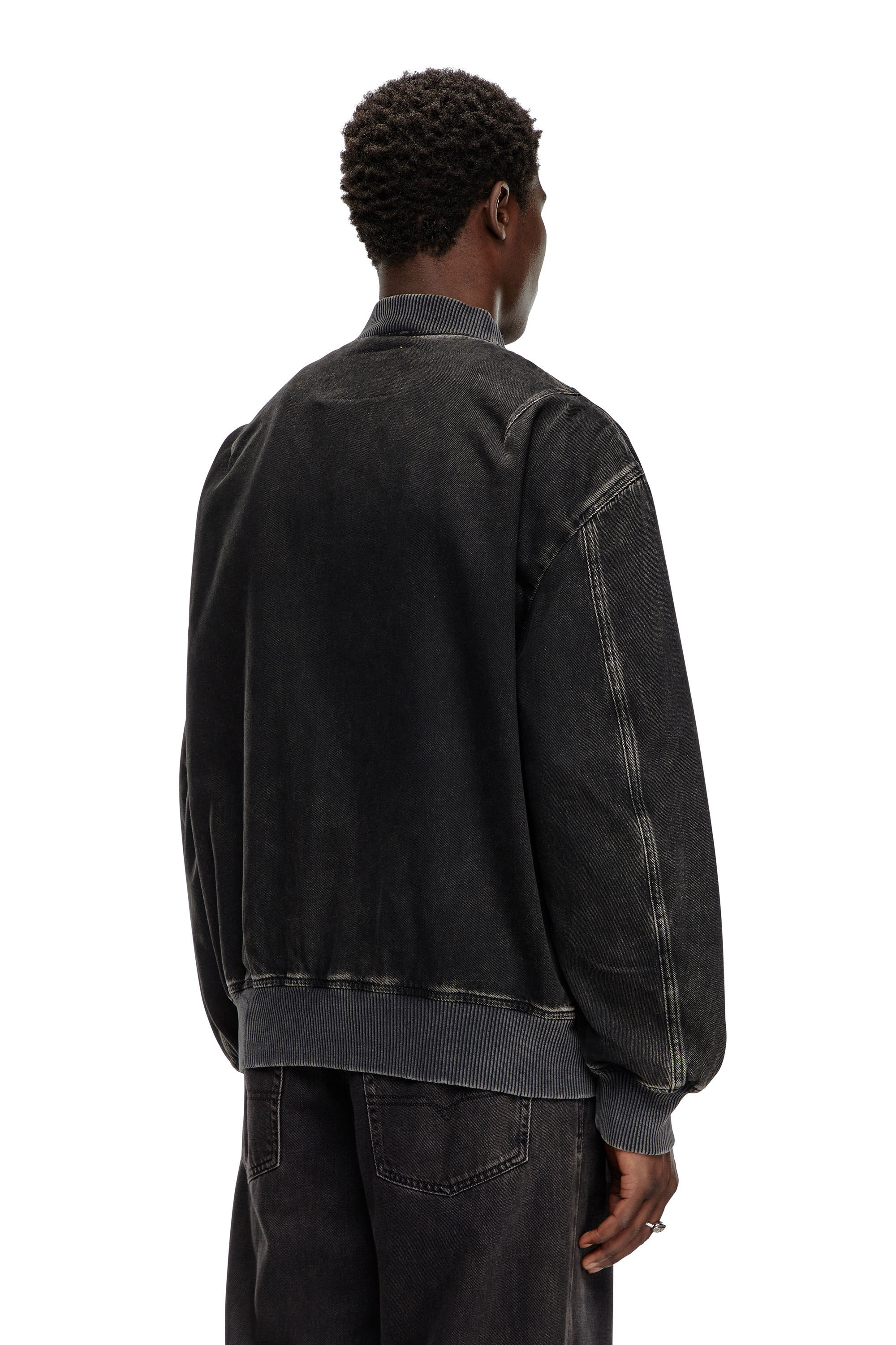 Veste bomber en denim delave Homme Noir Diesel