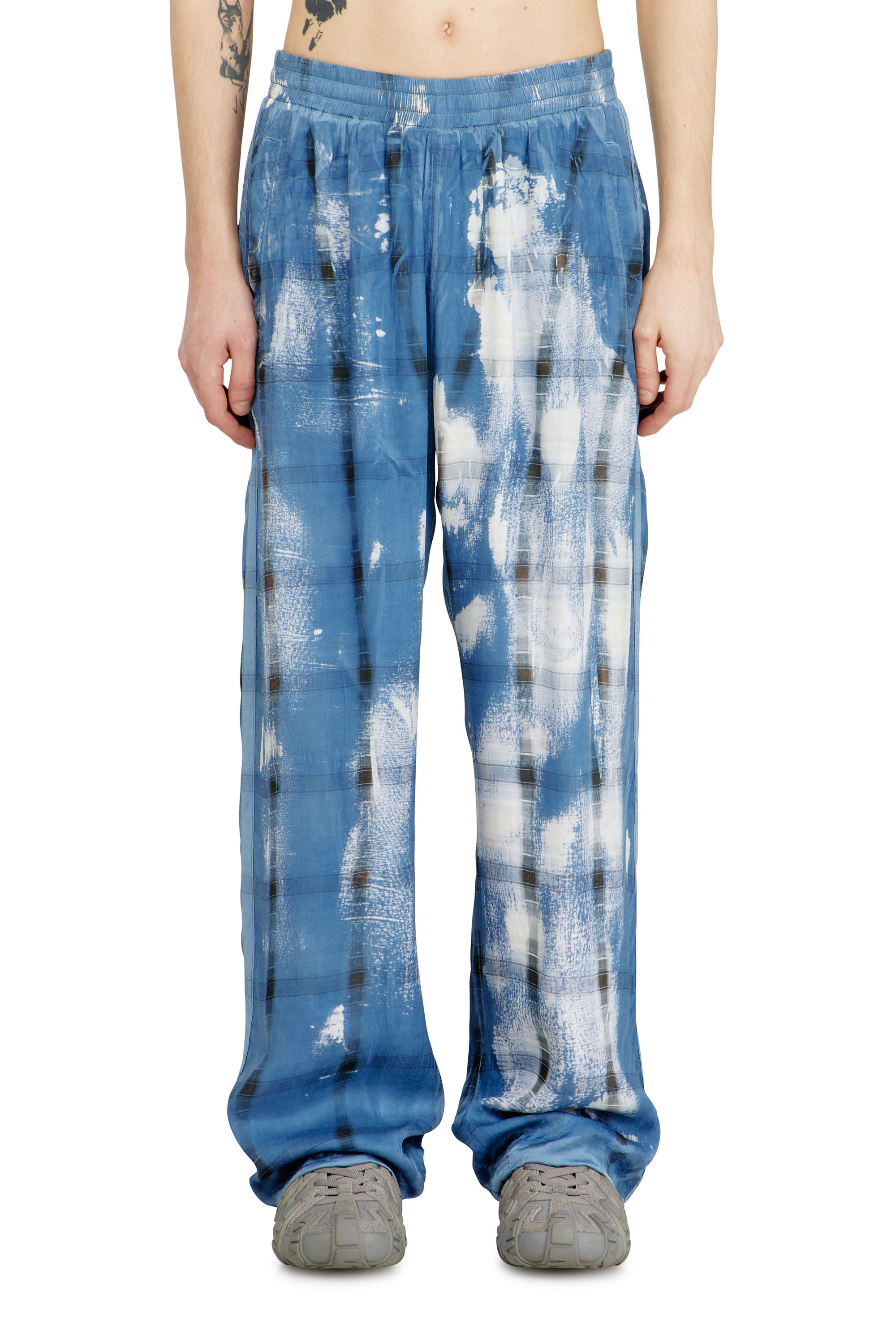Diesel - P-OLLY, Pantalon de surv&ecirc;tement &agrave; effet rayons X &agrave; carreaux Homme in Bleu - 3