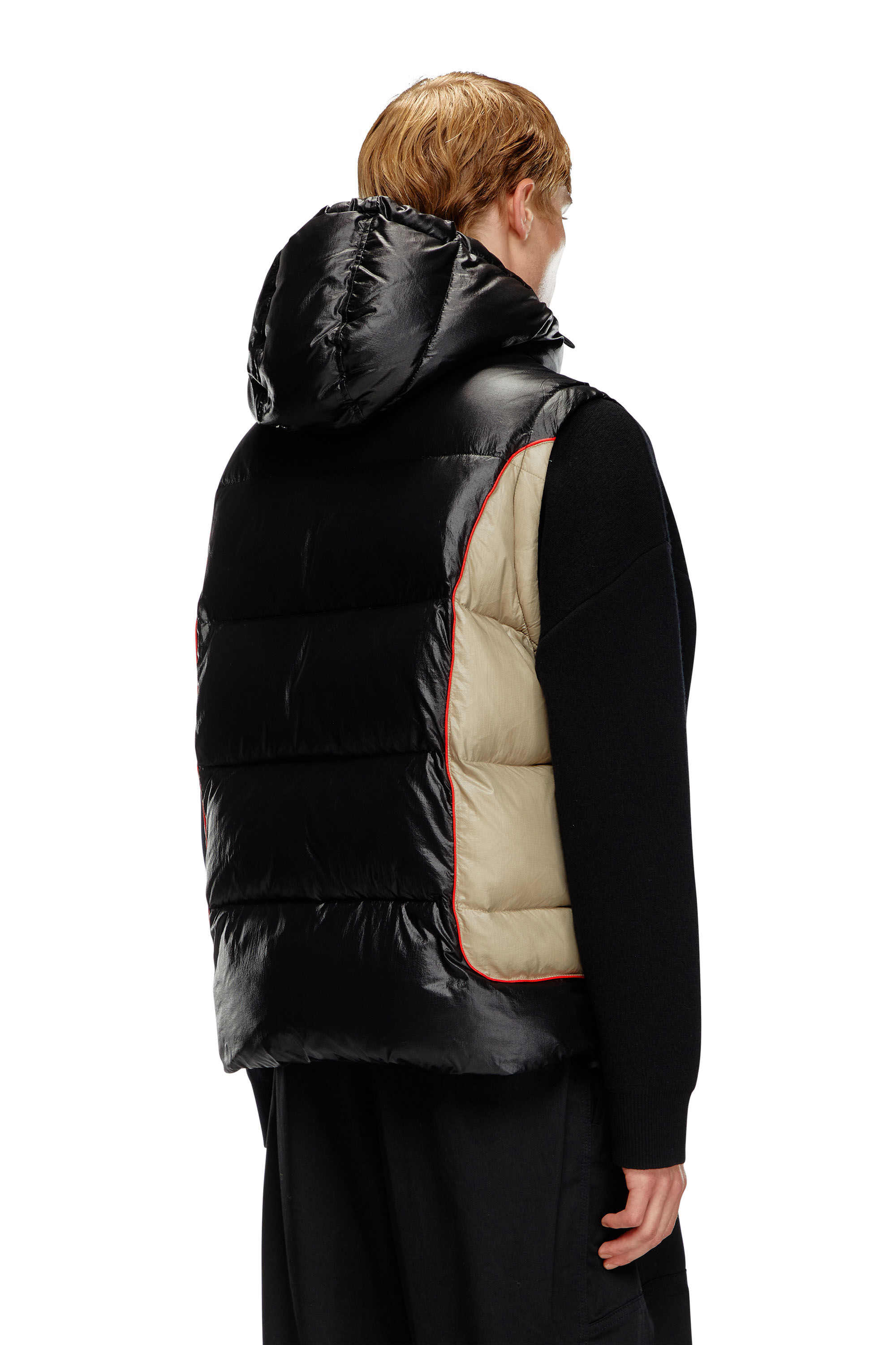 Gilet doudoune a capuche en ripstop brillant Homme Polychrome Diesel